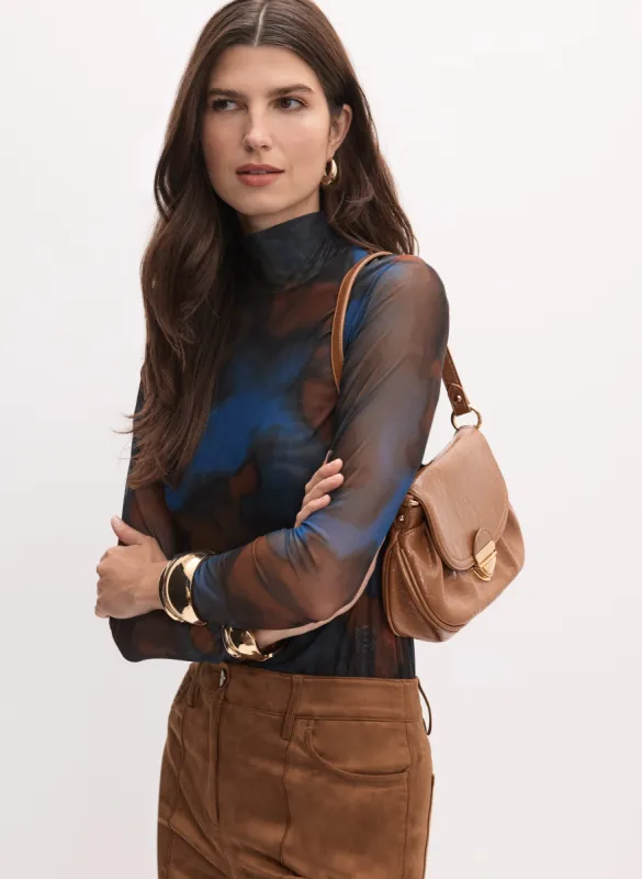 Marbled Mesh Turtleneck Top sold by Melanie Lyne