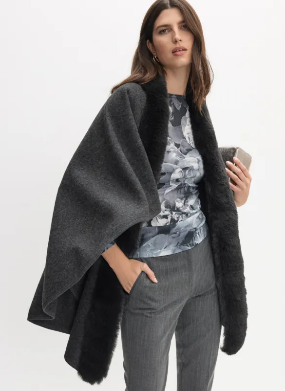 Faux Fur Collar Poncho sold by Melanie Lyne