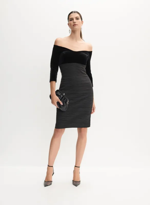 Alex Evenings - Mixed Bardot Midi Dress sold by Melanie Lyne