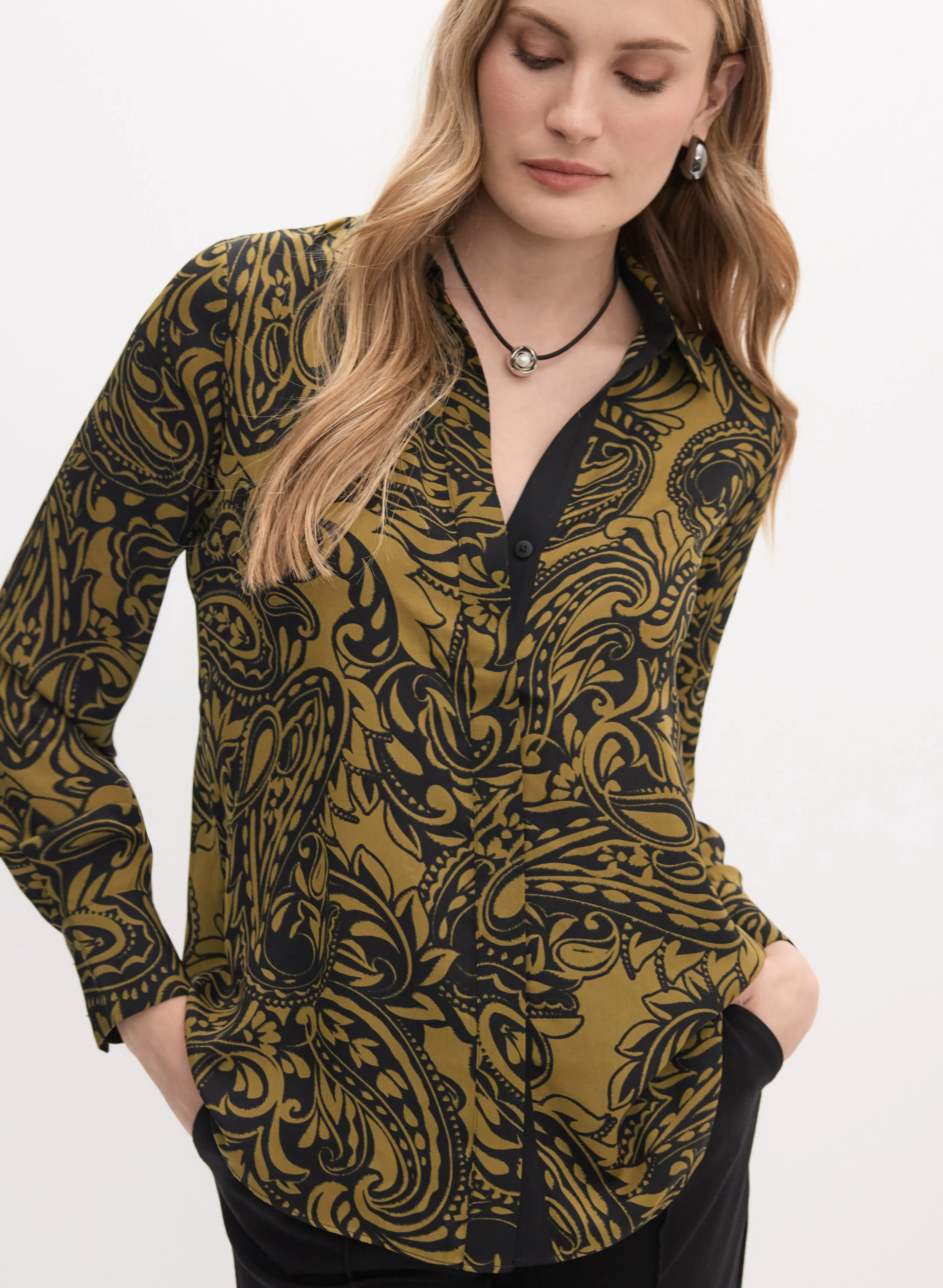 Paisley Print Button-Up Blouse sold by Melanie Lyne product image thumbnail 5