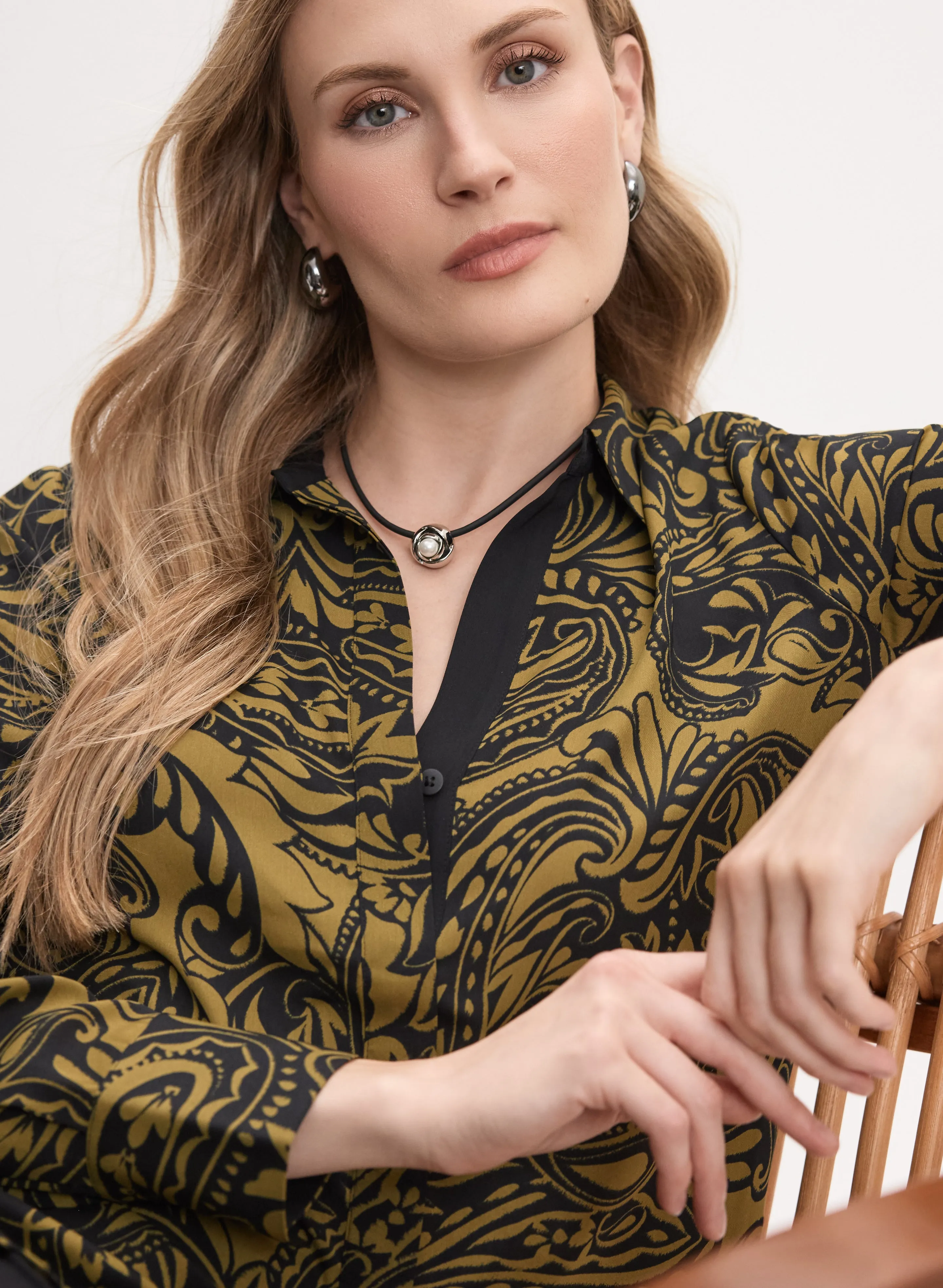Paisley Print Button-Up Blouse sold by Melanie Lyne product image thumbnail 2