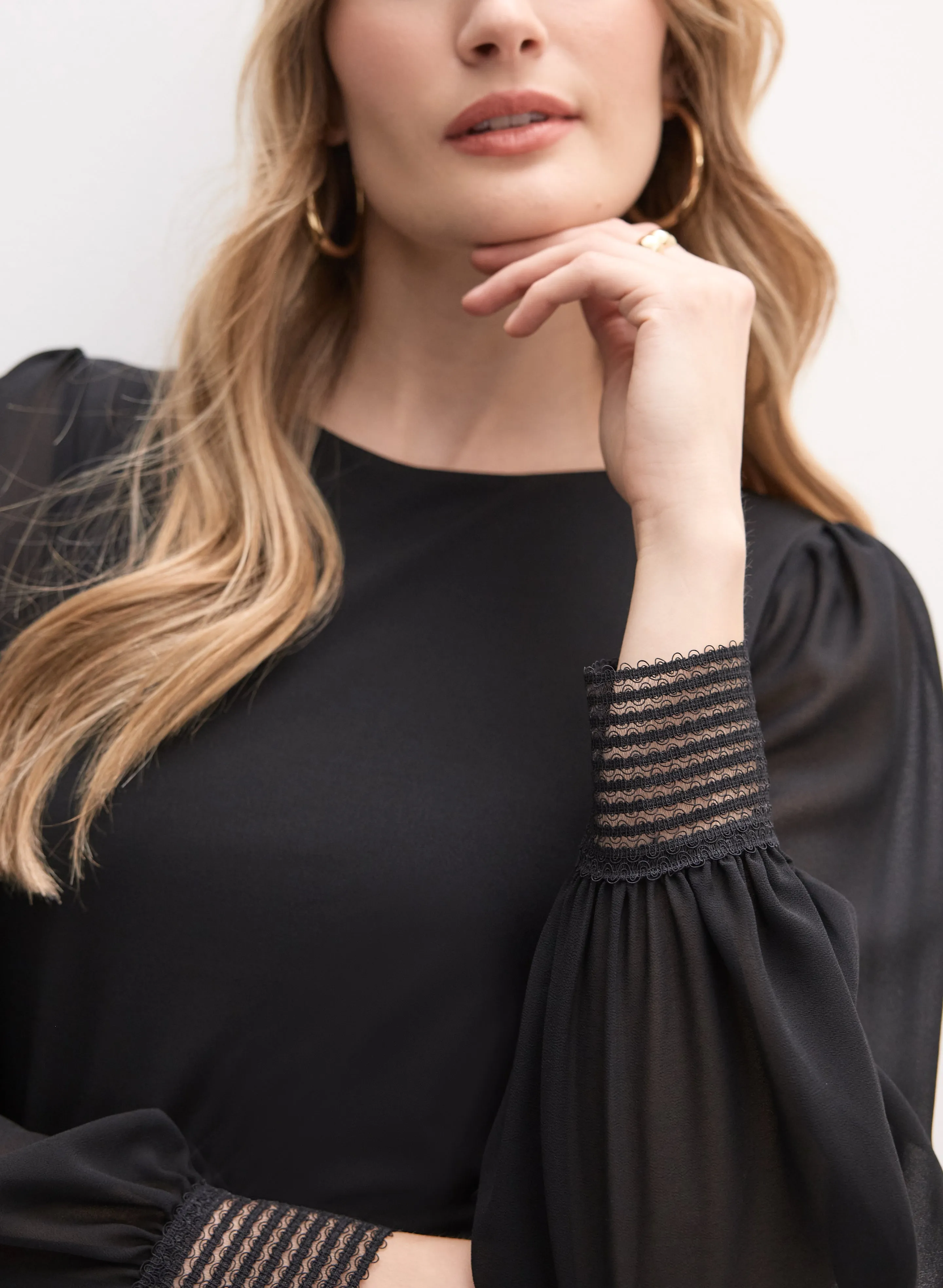 Lace Cuff Crew Neck Top sold by Melanie Lyne product image thumbnail 2