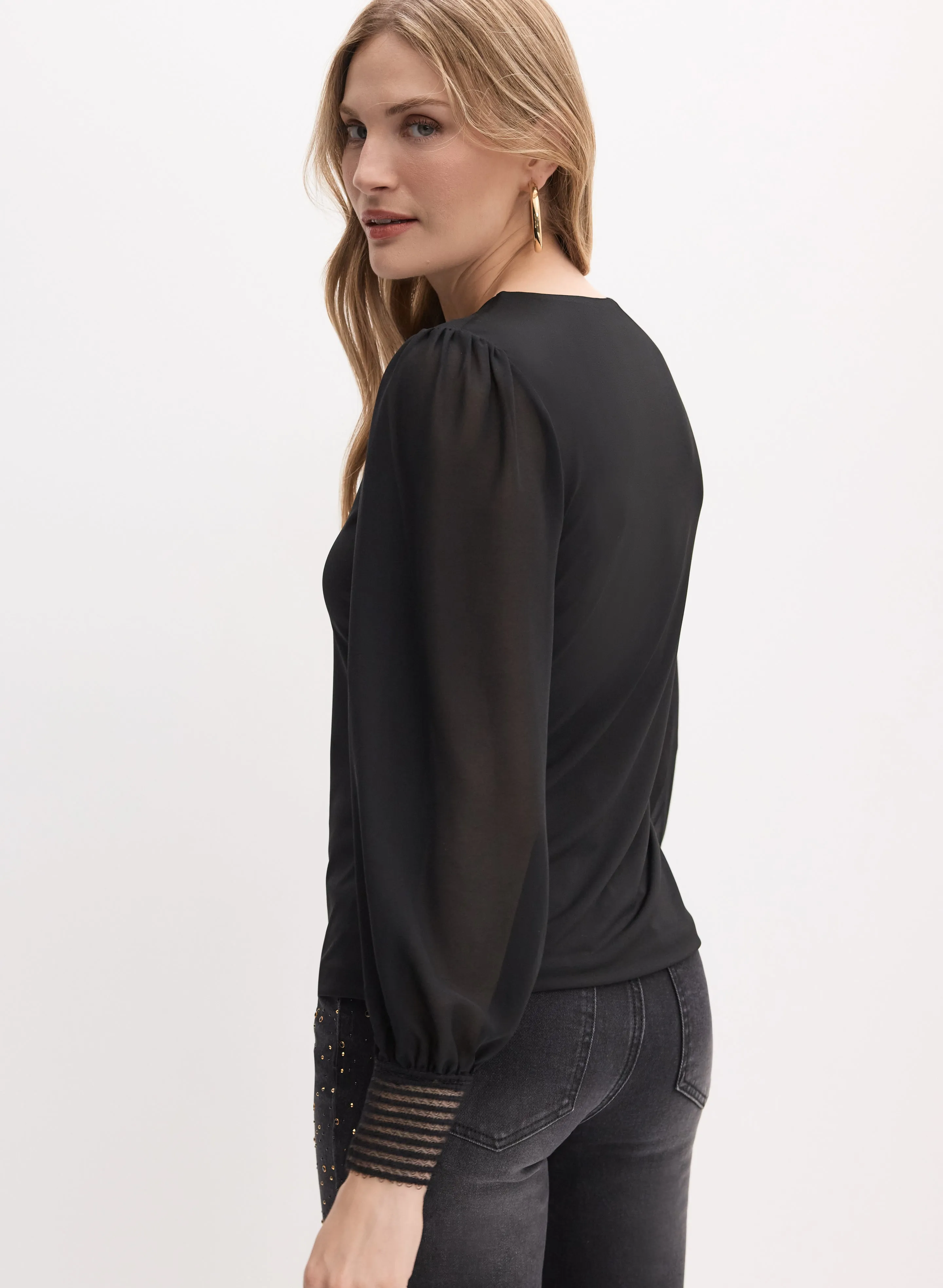 Lace Cuff Crew Neck Top sold by Melanie Lyne product image thumbnail 4