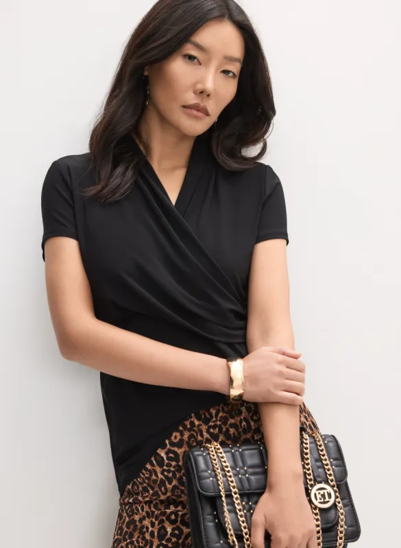 Joseph Ribkoff - Shawl Neck Wrap Top sold by Melanie Lyne