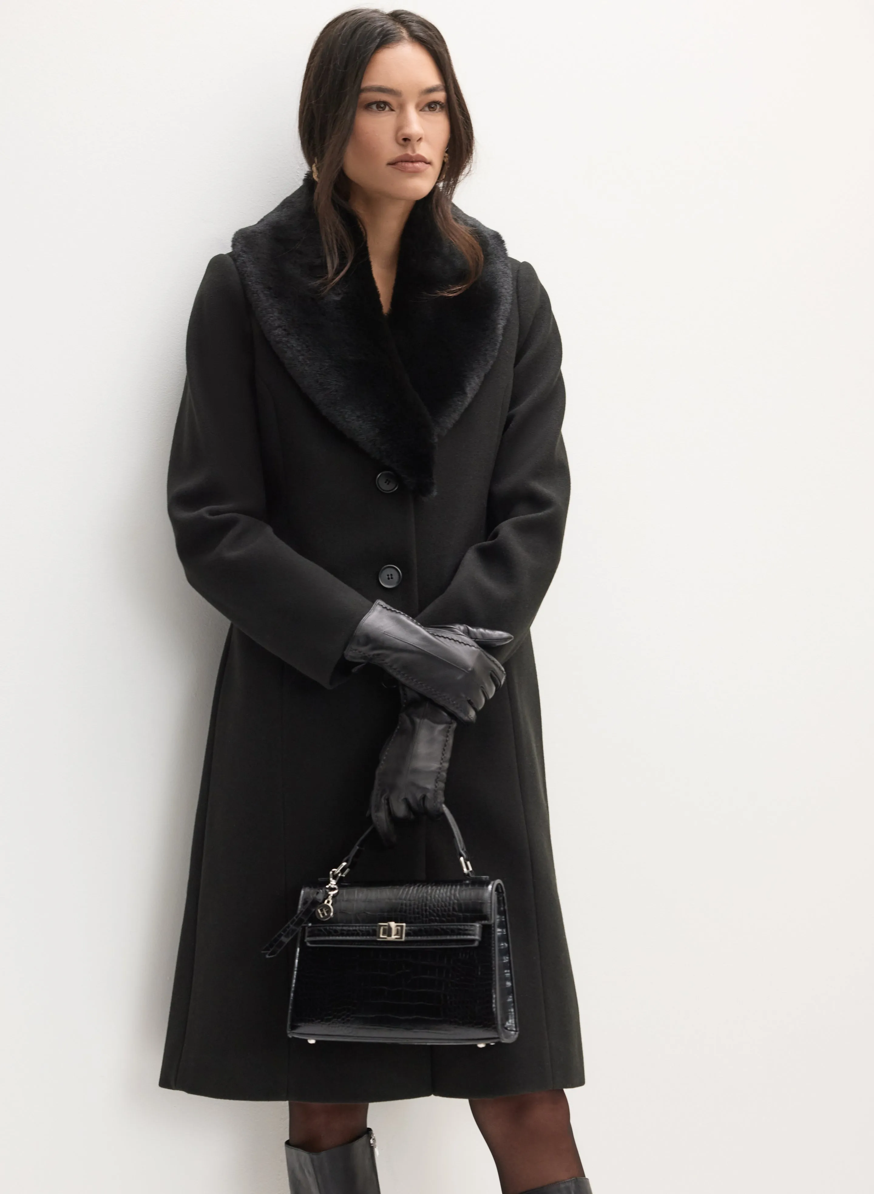 Wool-Blend Faux-Fur Collar Coat sold by Melanie Lyne product image thumbnail 2