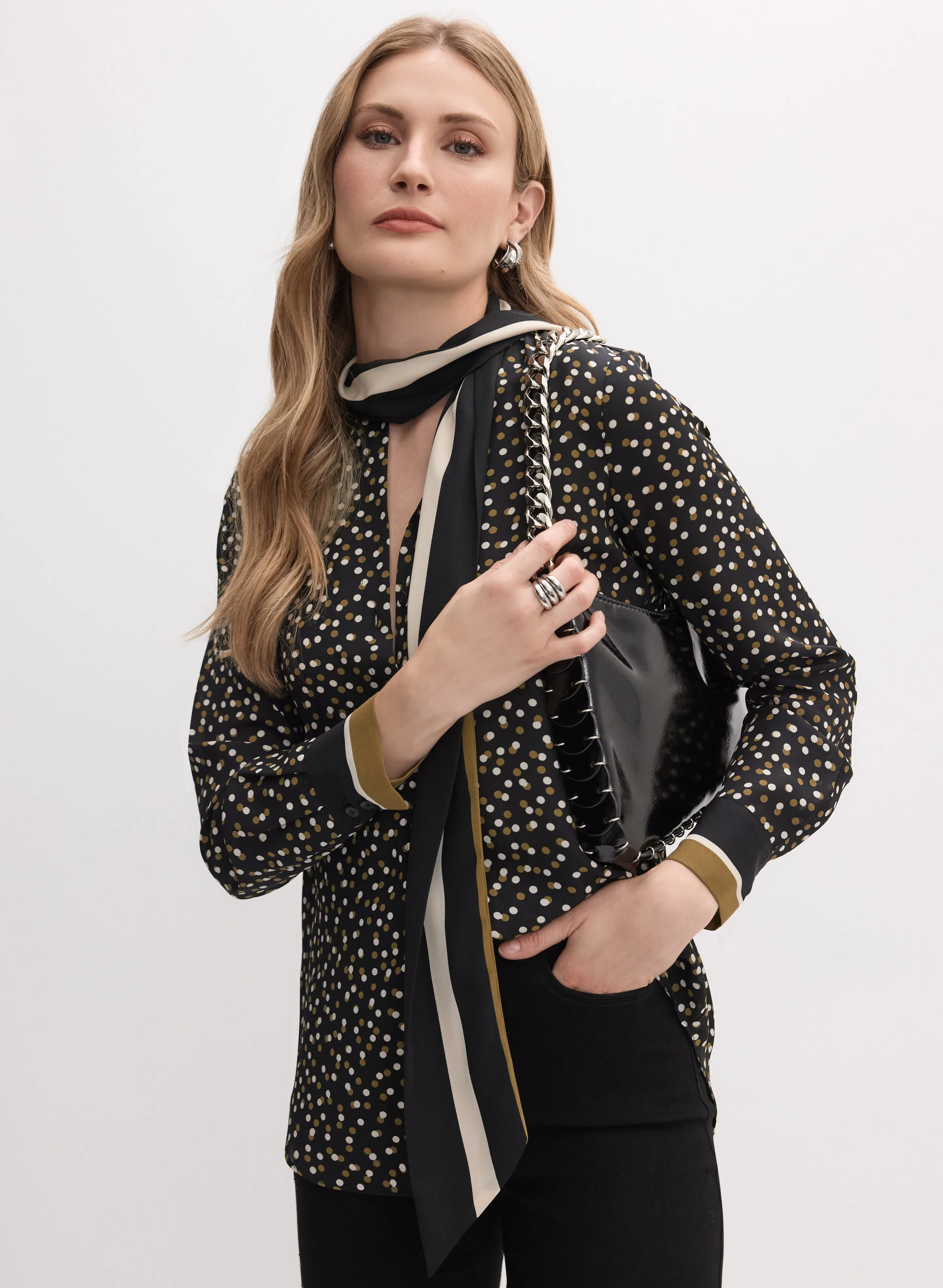 Polka Dot Print Tie Neck Blouse sold by Melanie Lyne