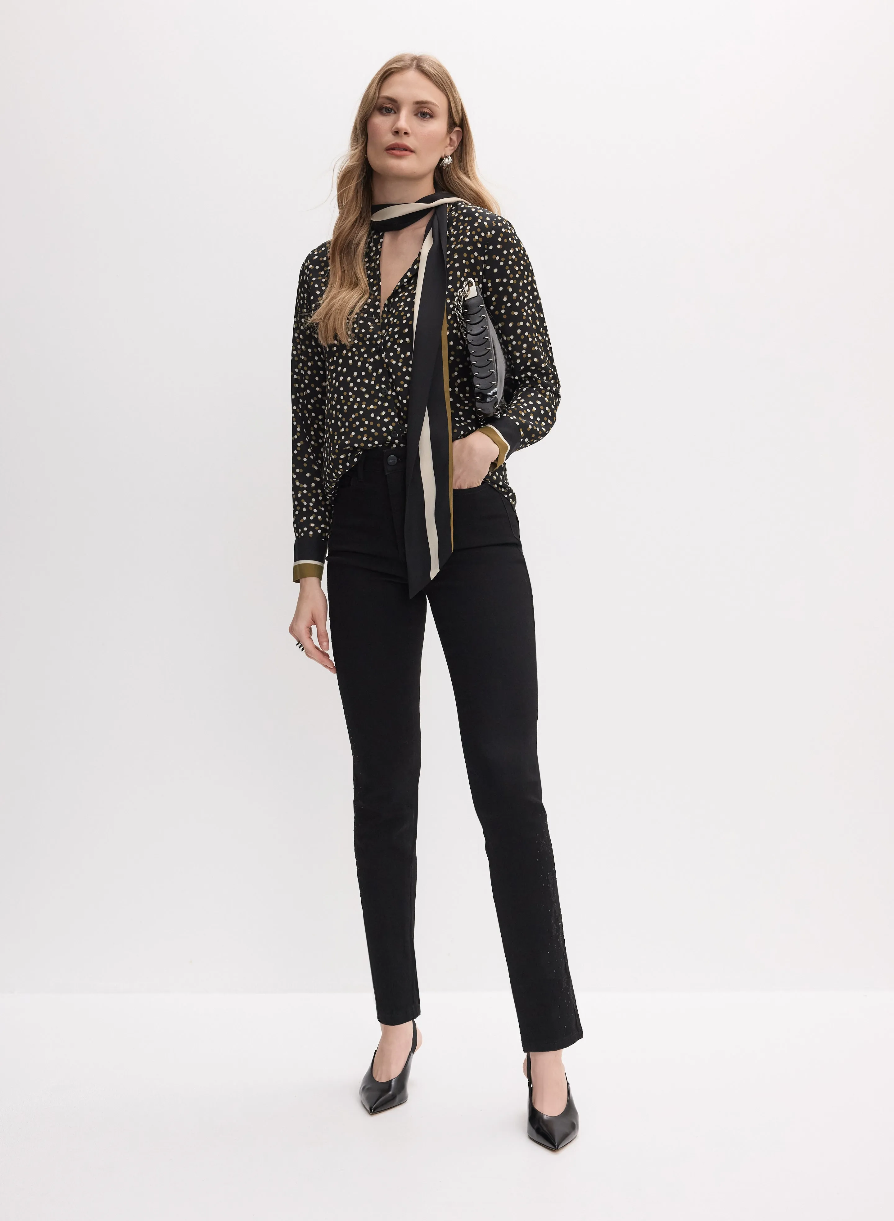 Polka Dot Print Tie Neck Blouse sold by Melanie Lyne product image thumbnail 3