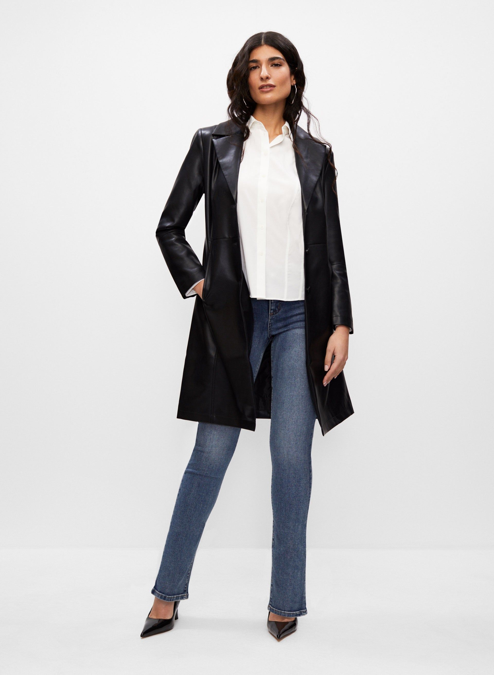 Long Vegan Leather Jacket sold by Melanie Lyne product image thumbnail 4