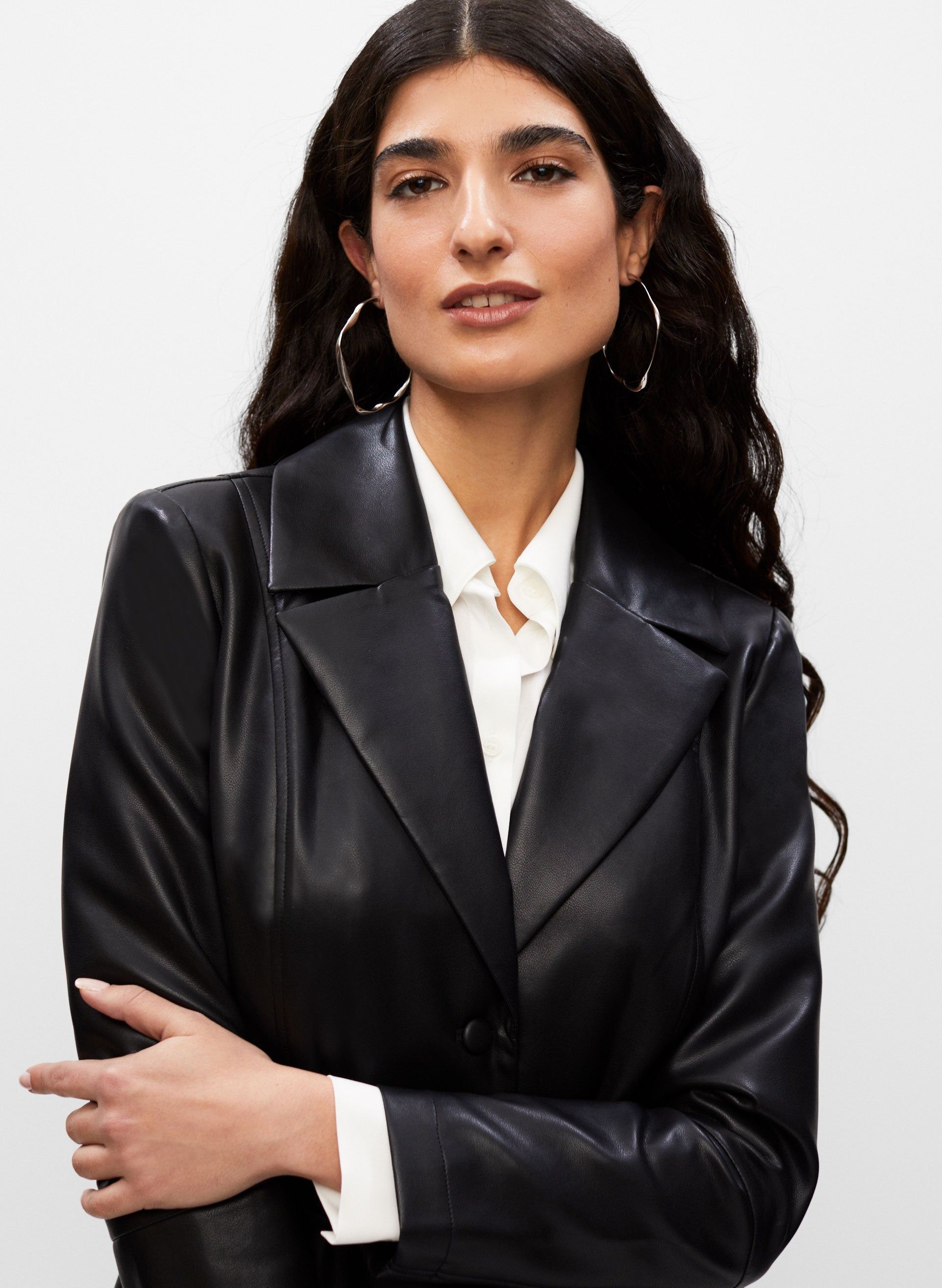 Long Vegan Leather Jacket sold by Melanie Lyne product image thumbnail 3