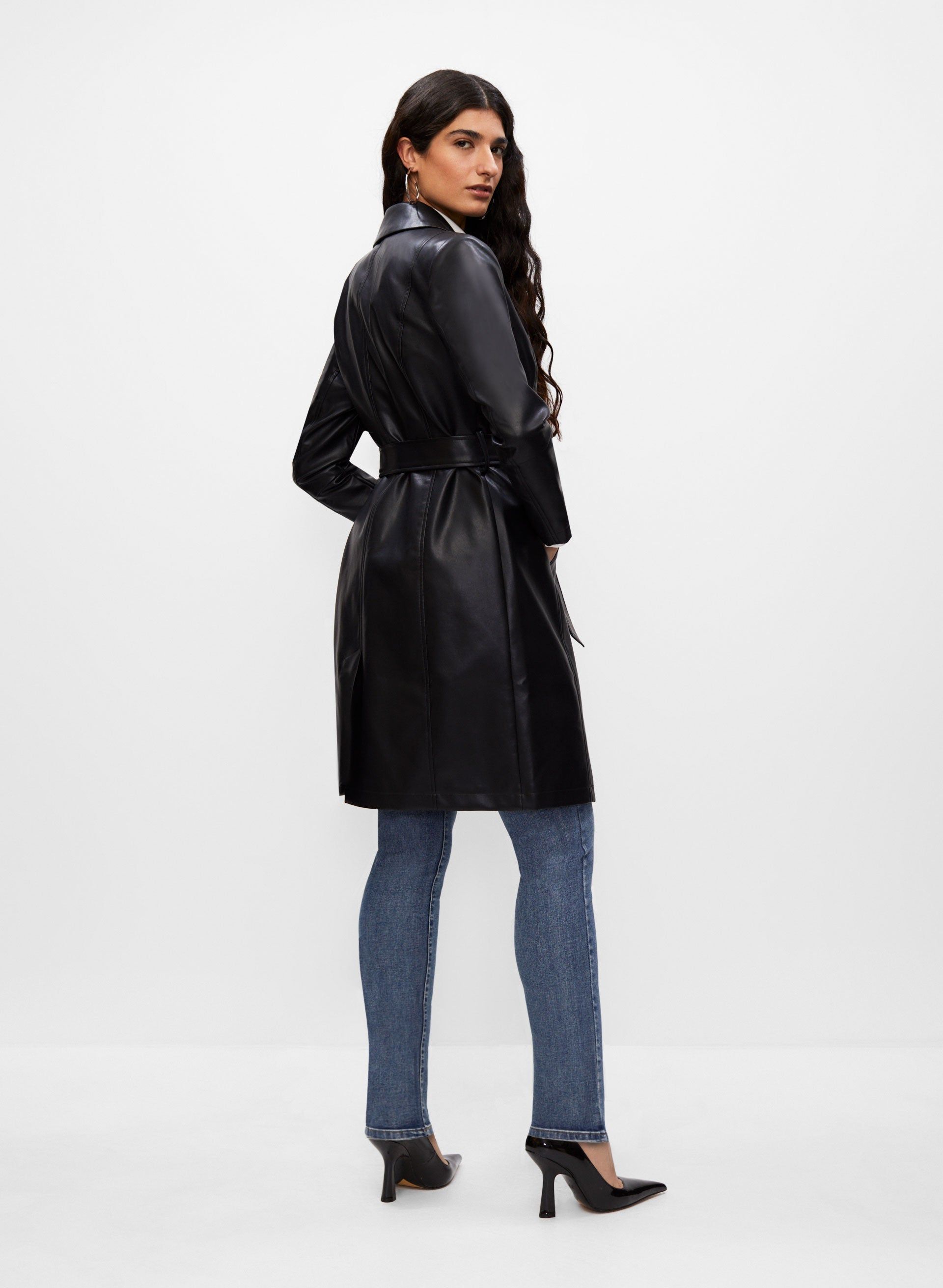 Long Vegan Leather Jacket sold by Melanie Lyne product image thumbnail 2