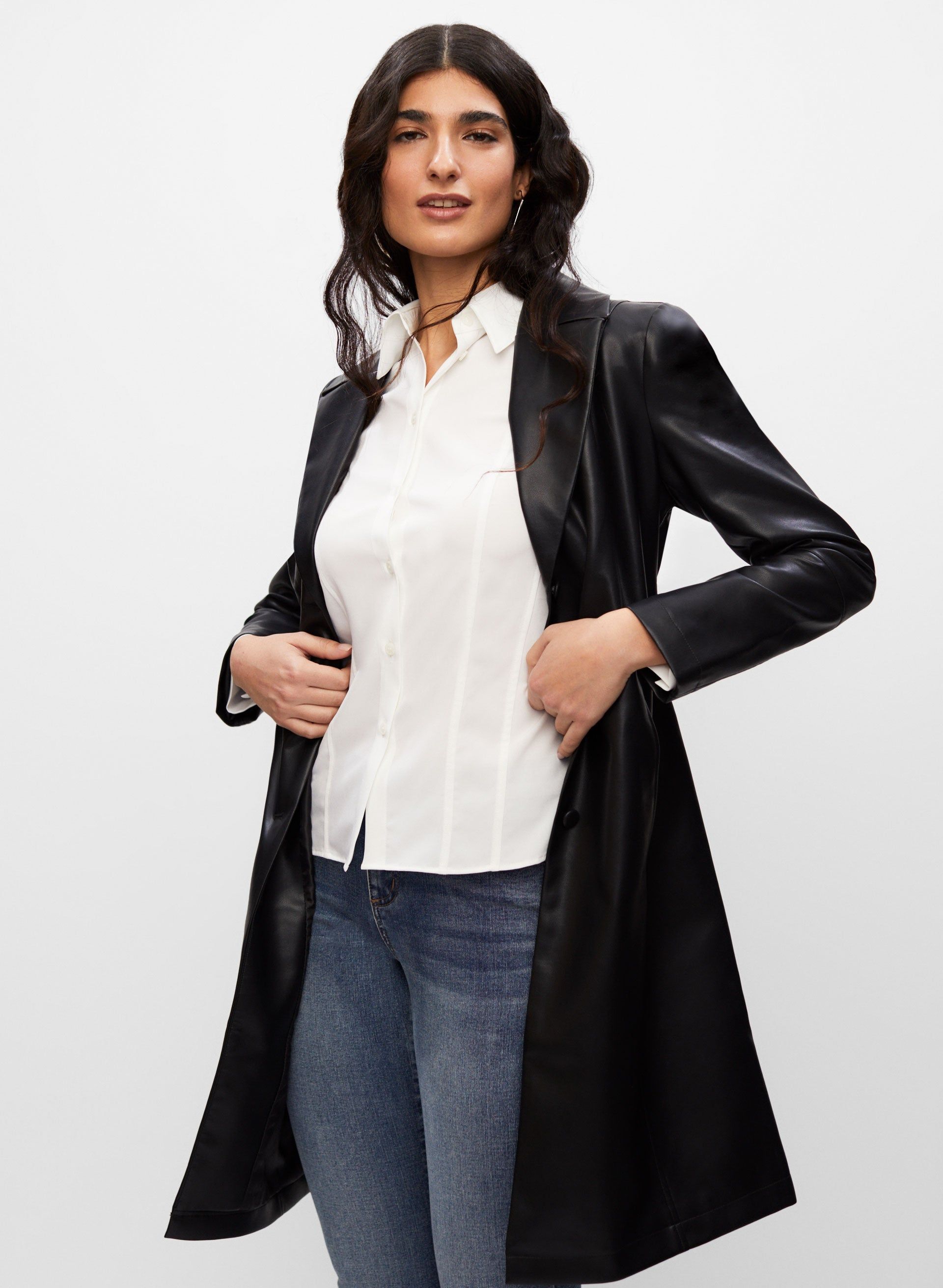 Long Vegan Leather Jacket sold by Melanie Lyne