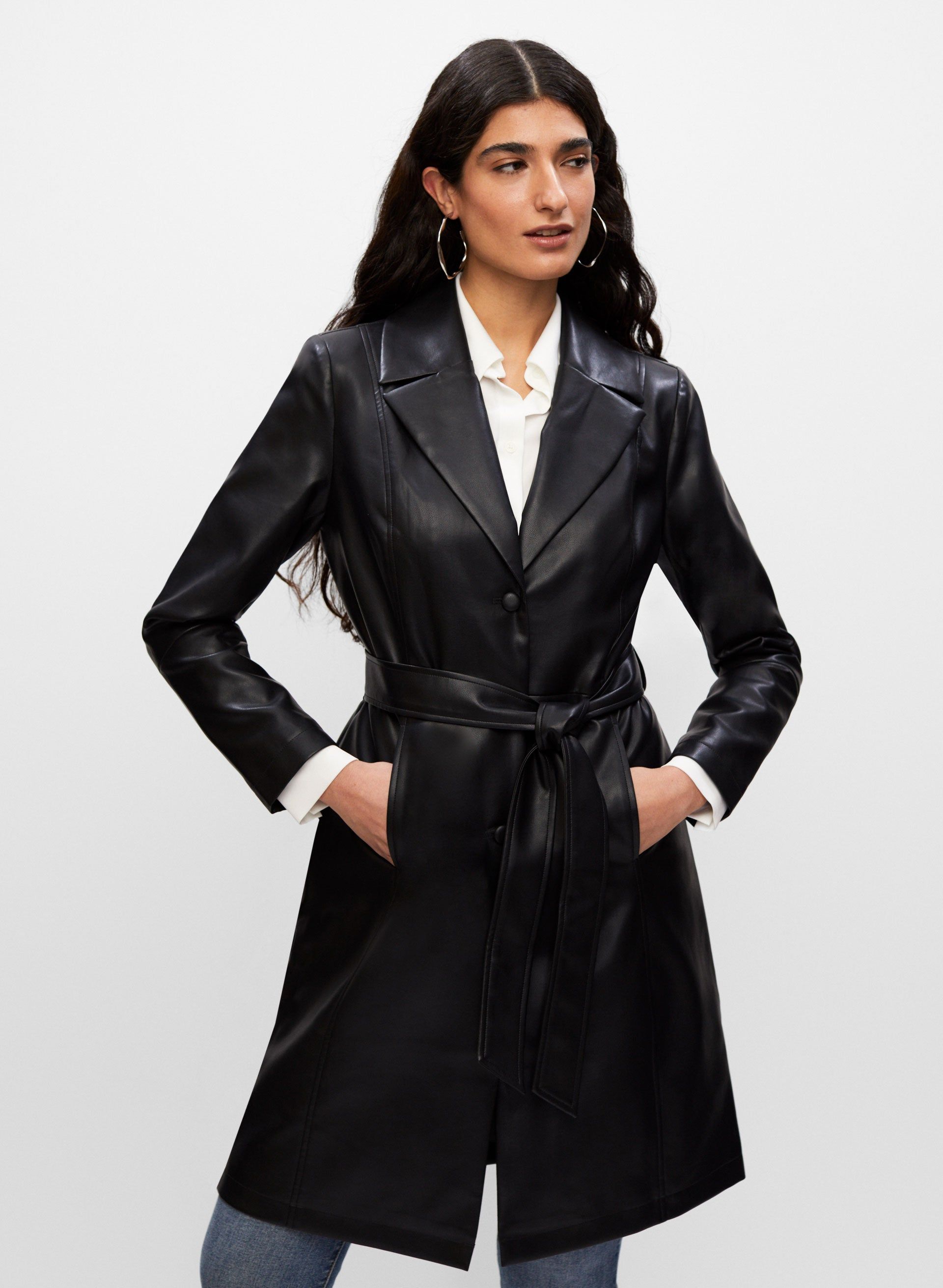 Long Vegan Leather Jacket sold by Melanie Lyne product image thumbnail 5
