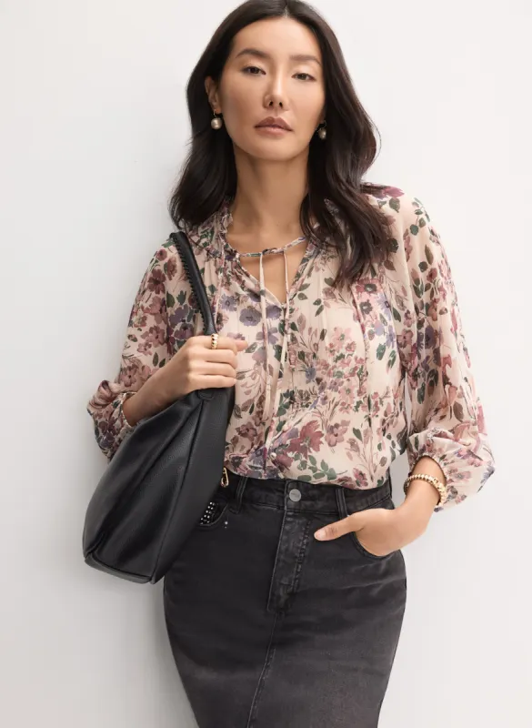 Floral Frilled Neck Blouse sold by Melanie Lyne