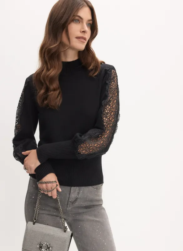 Lace Detail Balloon Sleeve Sweater sold by Melanie Lyne