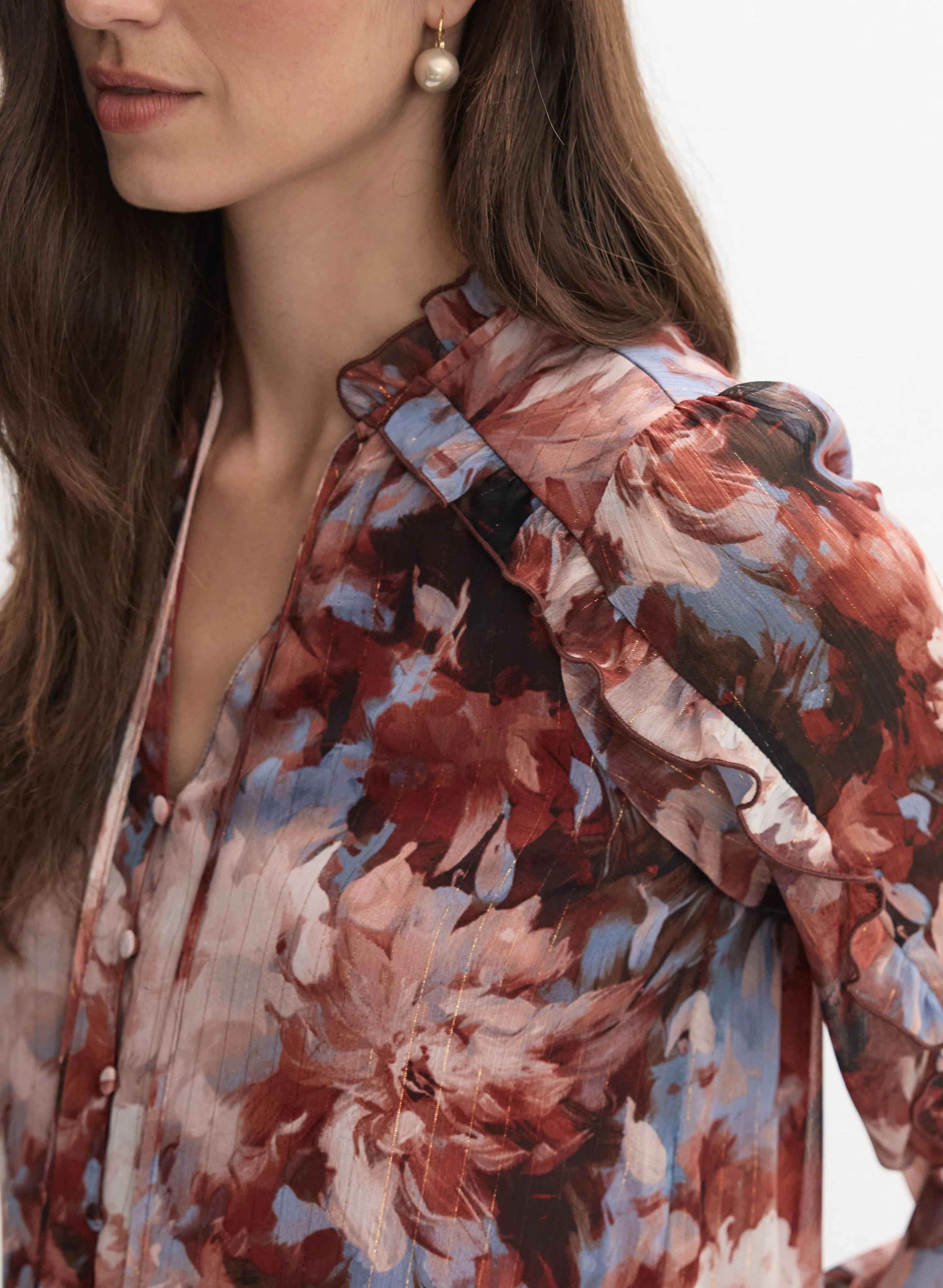 Floral Frilled Neck Blouse sold by Melanie Lyne product image thumbnail 2