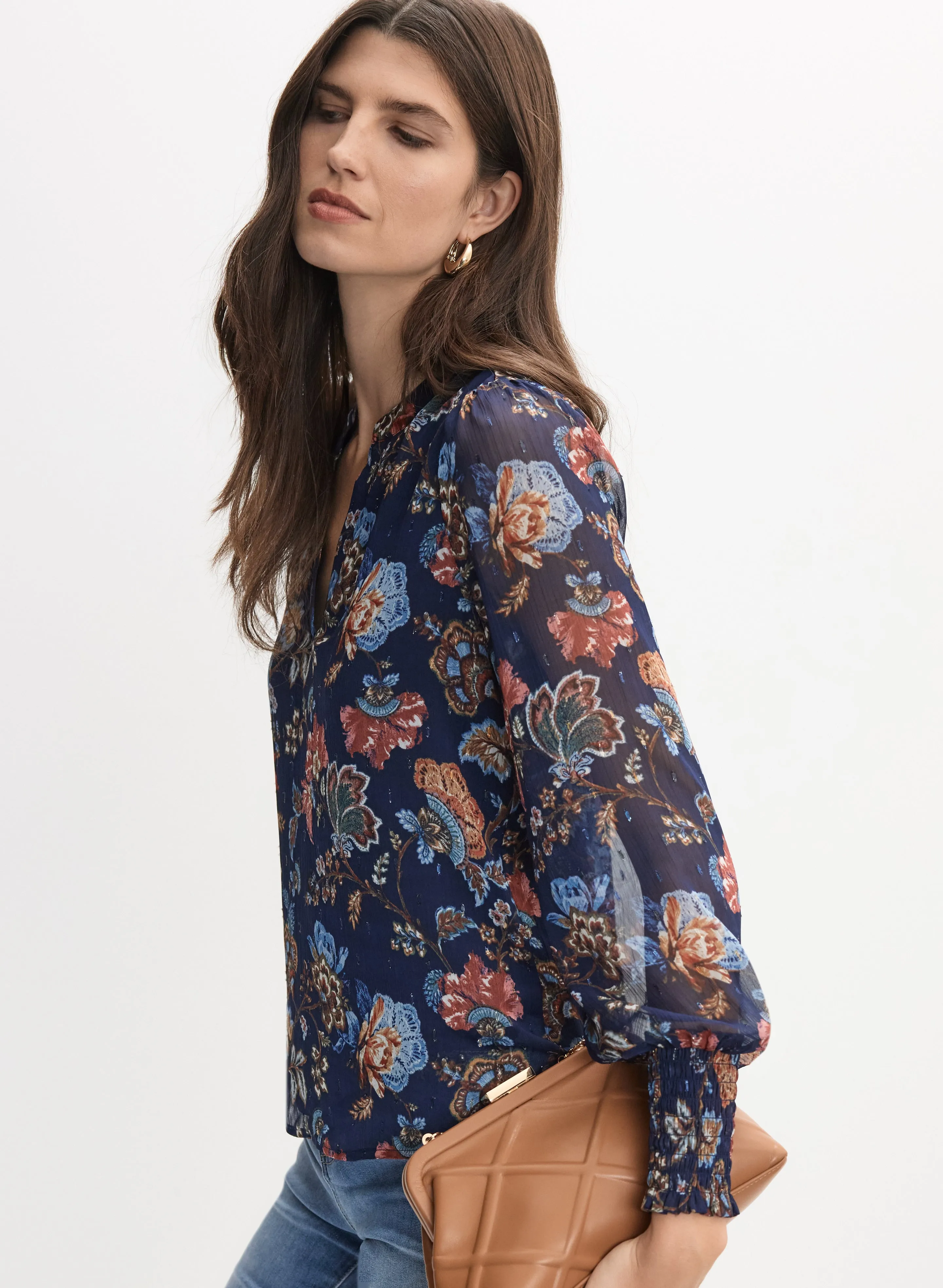 Floral Split Neck Blouse sold by Melanie Lyne product image thumbnail 5
