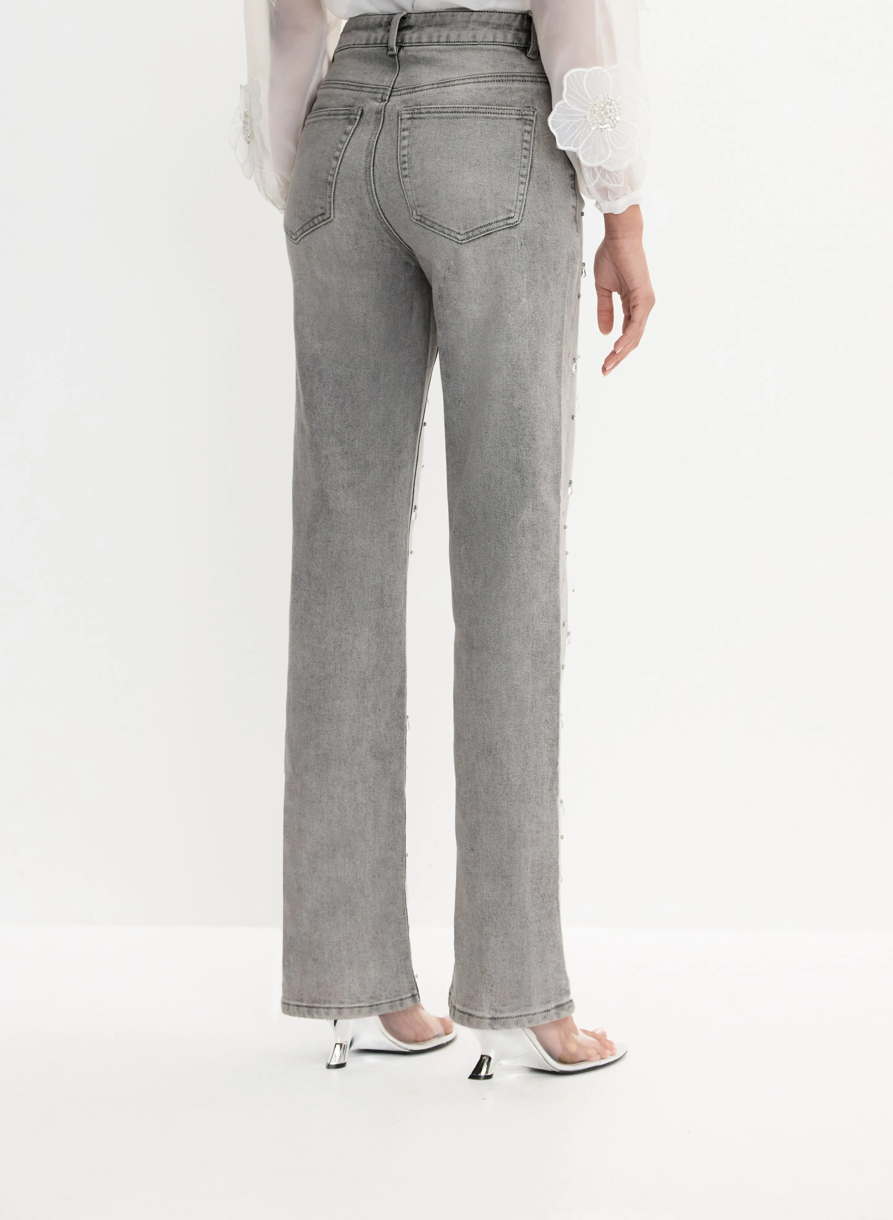 Stone Drop Embellished Straight-Leg Jeans sold by Melanie Lyne product image thumbnail 2