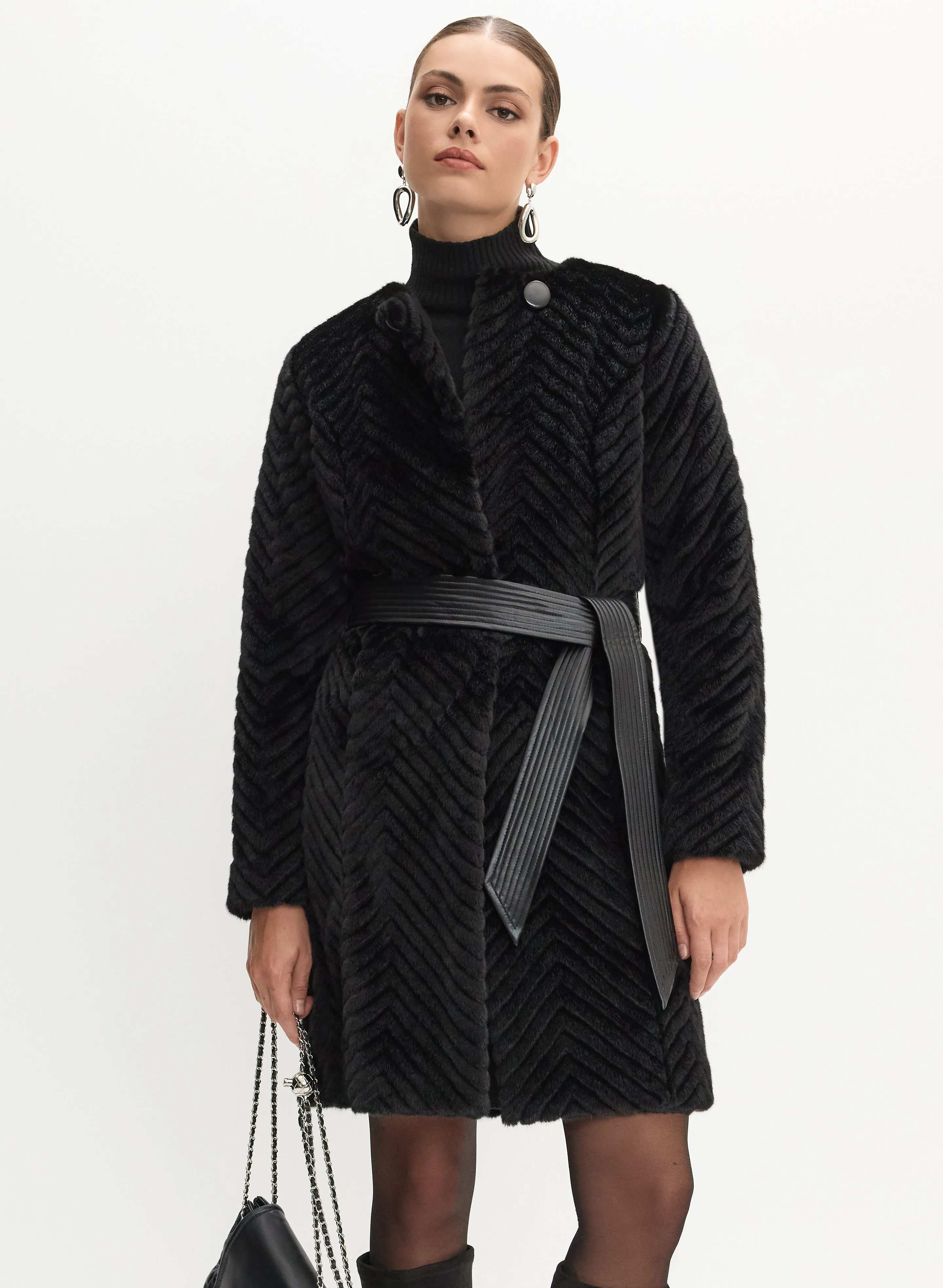 Belted Faux Fur Coat sold by Melanie Lyne