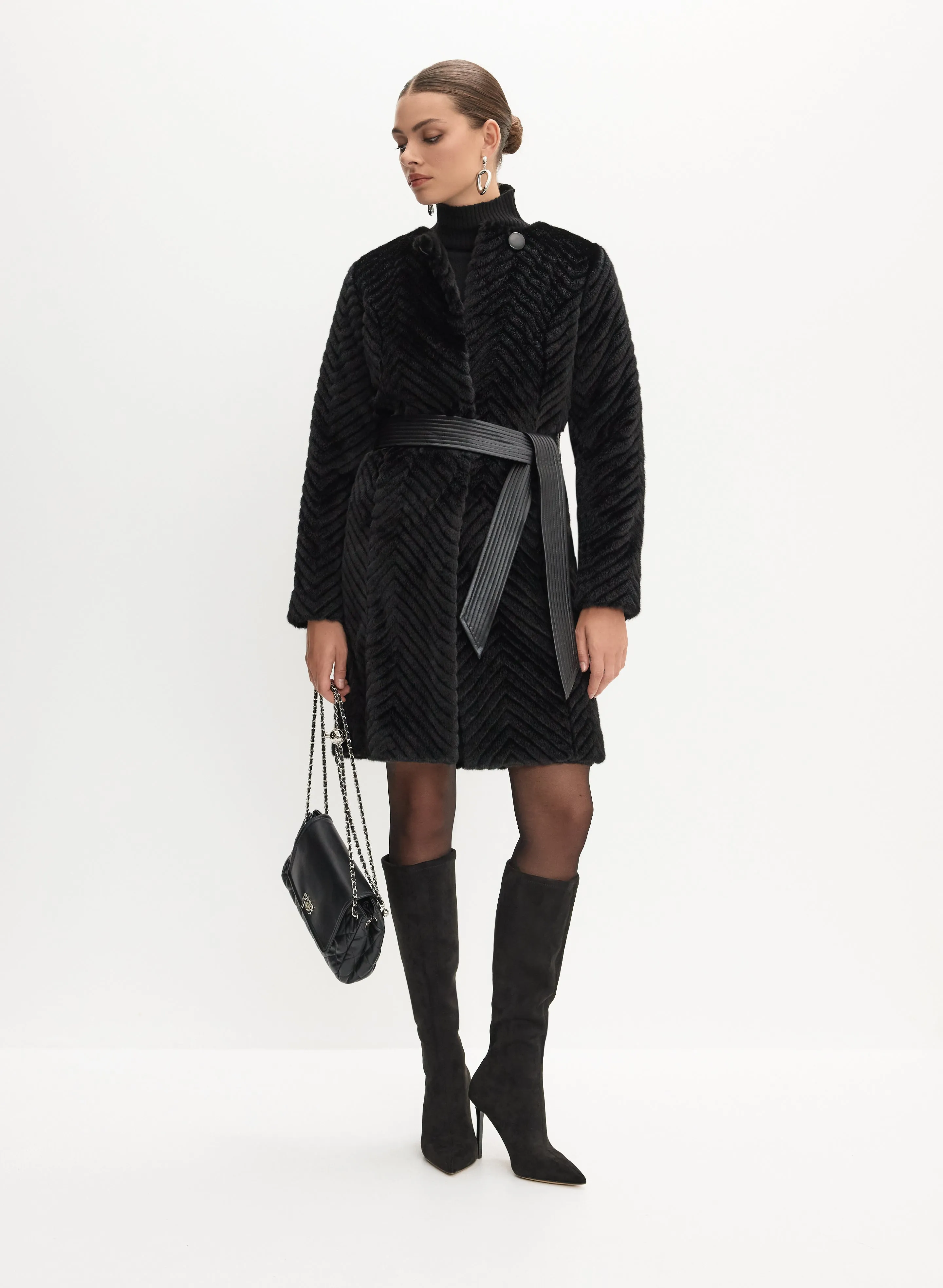 Belted Faux Fur Coat sold by Melanie Lyne product image thumbnail 2