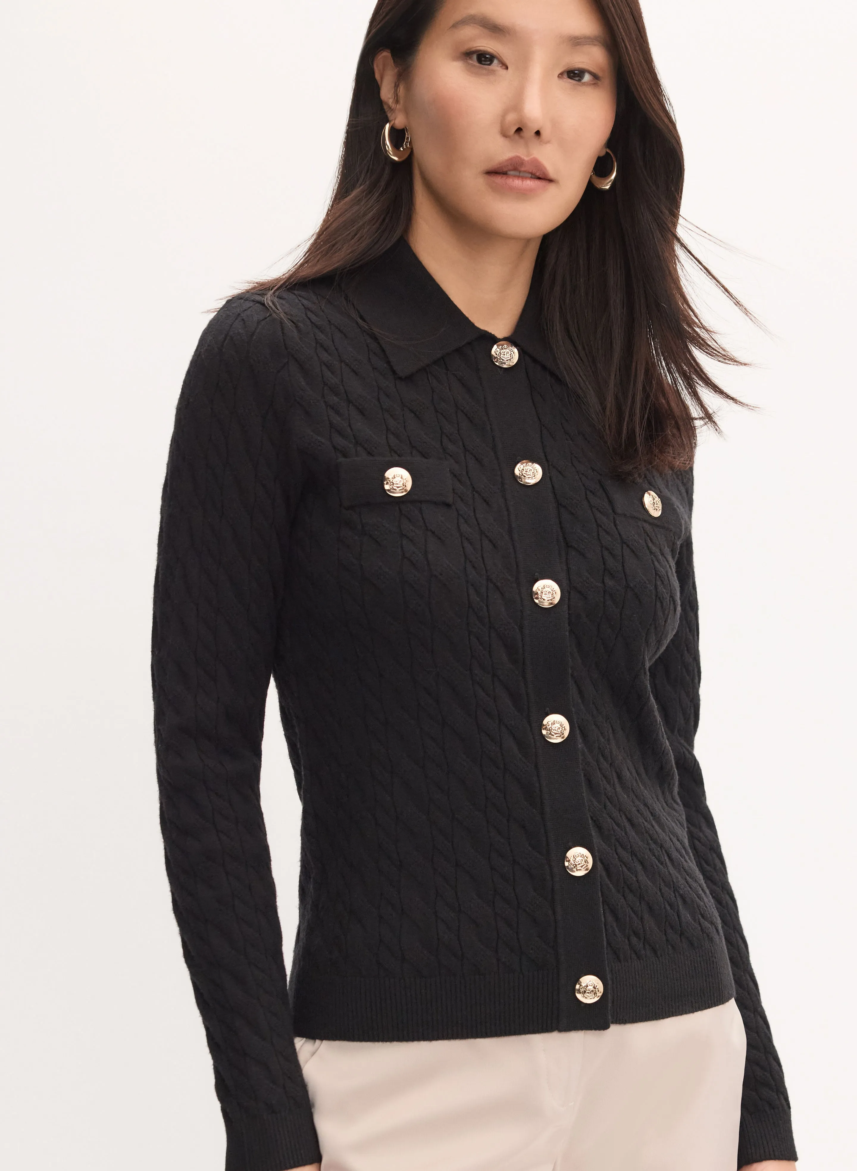 Cable Knit Polo Cardigan sold by Melanie Lyne product image thumbnail 4