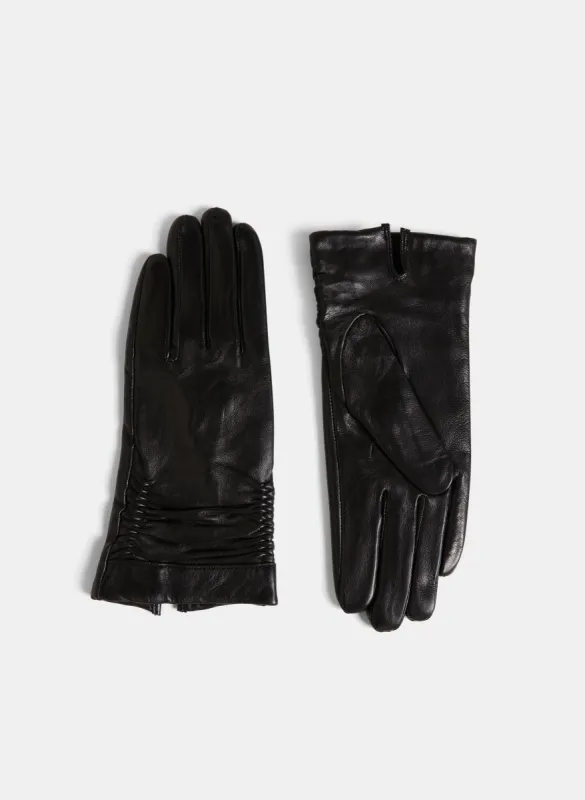 Ruched Detail Leather Gloves sold by Melanie Lyne