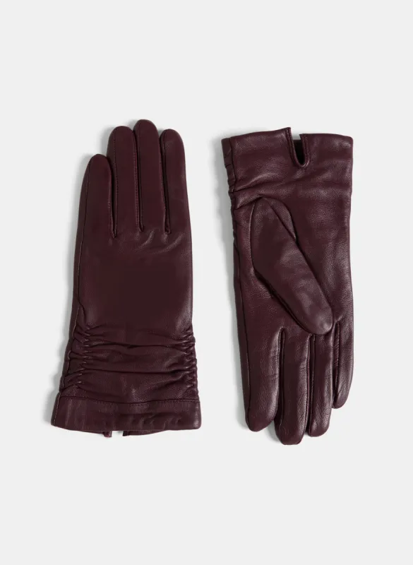 Ruched Detail Leather Gloves sold by Melanie Lyne