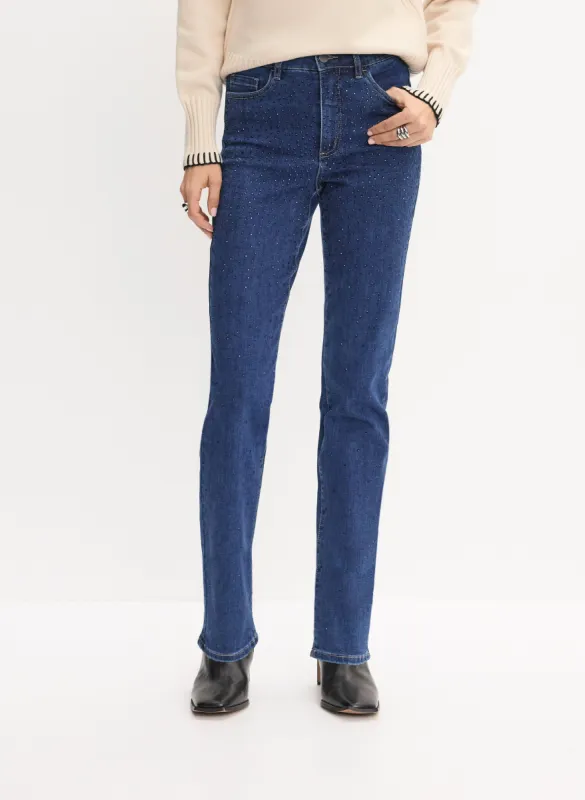 Tonal Embellished Straight-Leg Jeans sold by Melanie Lyne