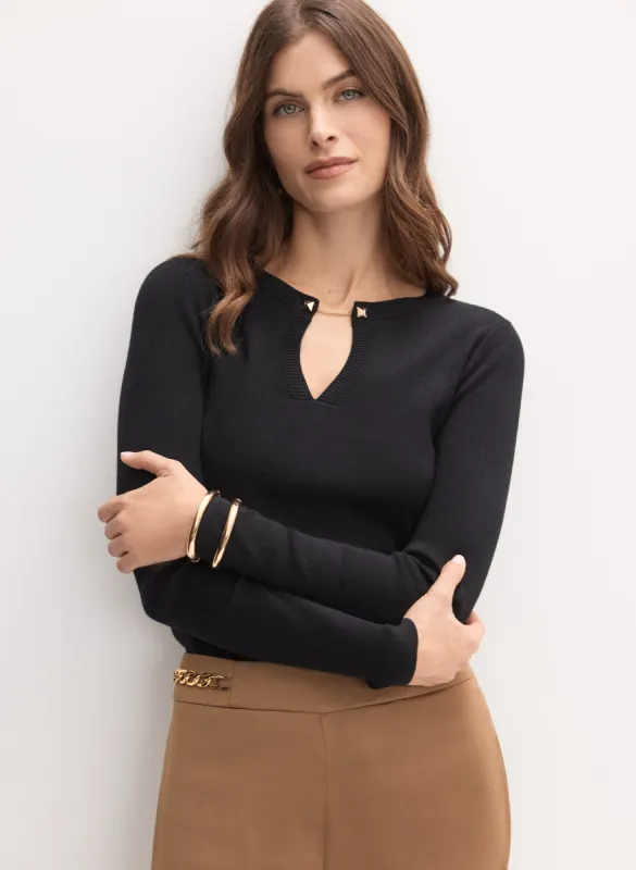 Collar Pin Embellished Sweater sold by Melanie Lyne