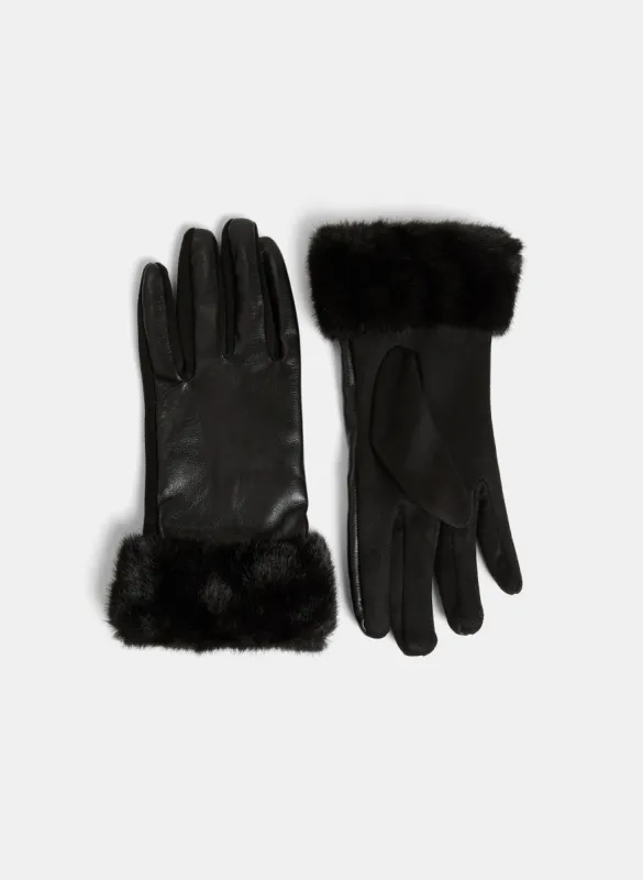 Faux Suede Fur Trim Gloves sold by Melanie Lyne