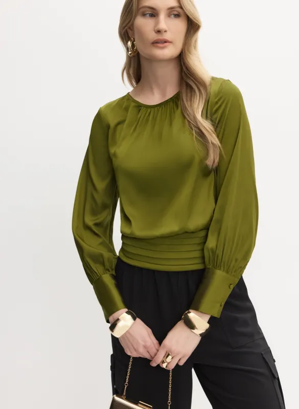 Satin Smocked Waist Blouse sold by Melanie Lyne