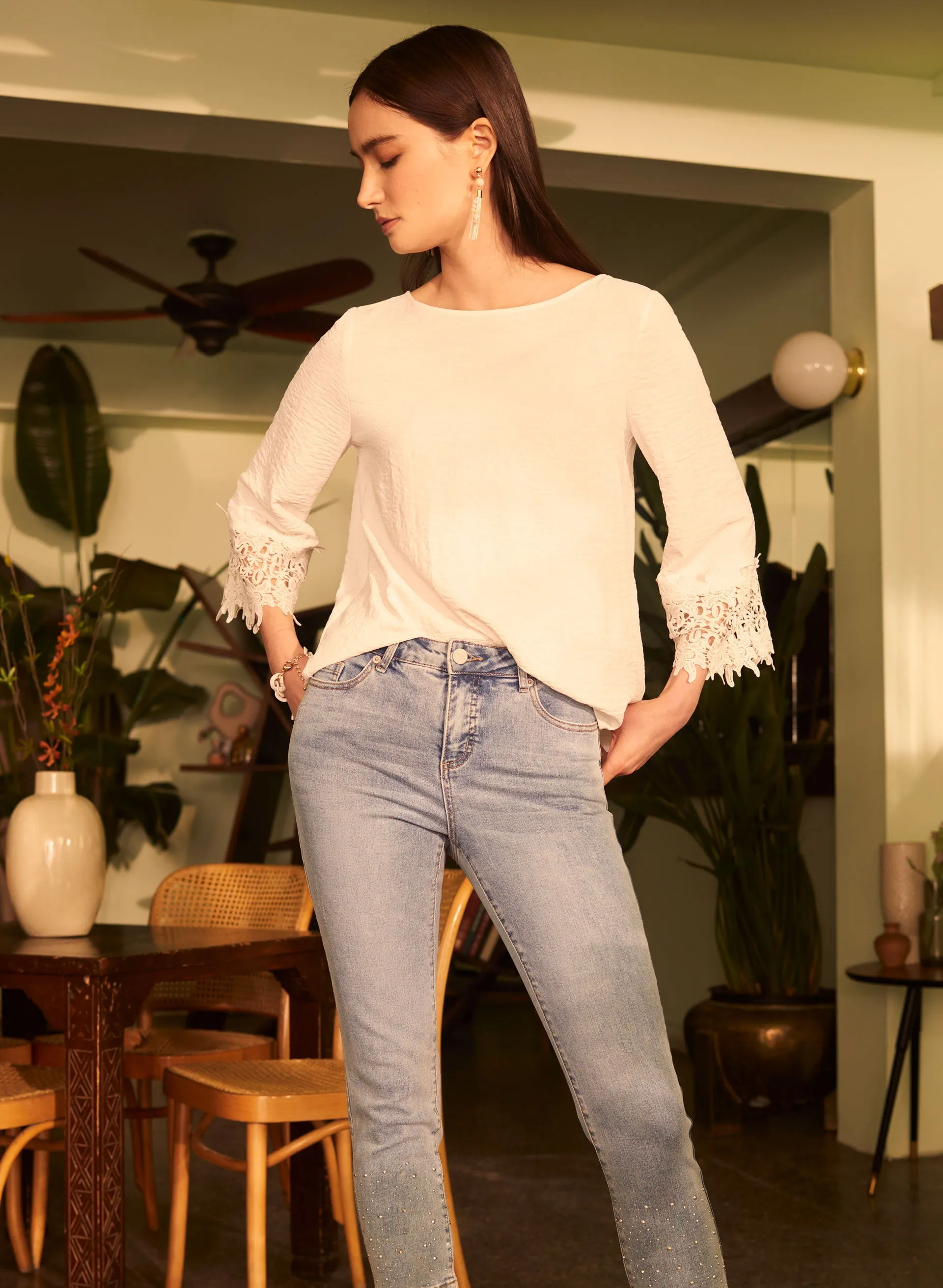 Lace Trim 3/4 Sleeve Blouse sold by Melanie Lyne product image thumbnail 3