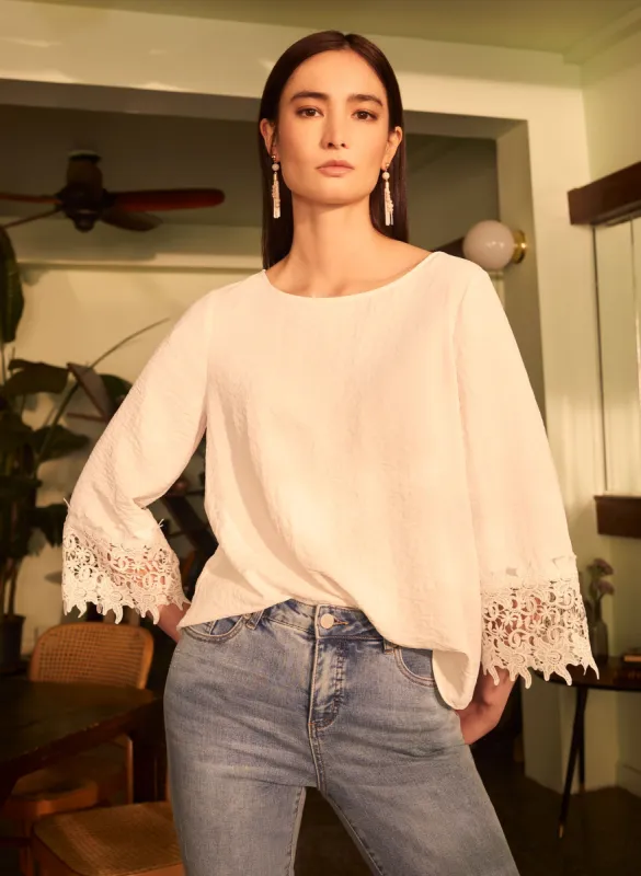 Lace Trim 3/4 Sleeve Blouse sold by Melanie Lyne