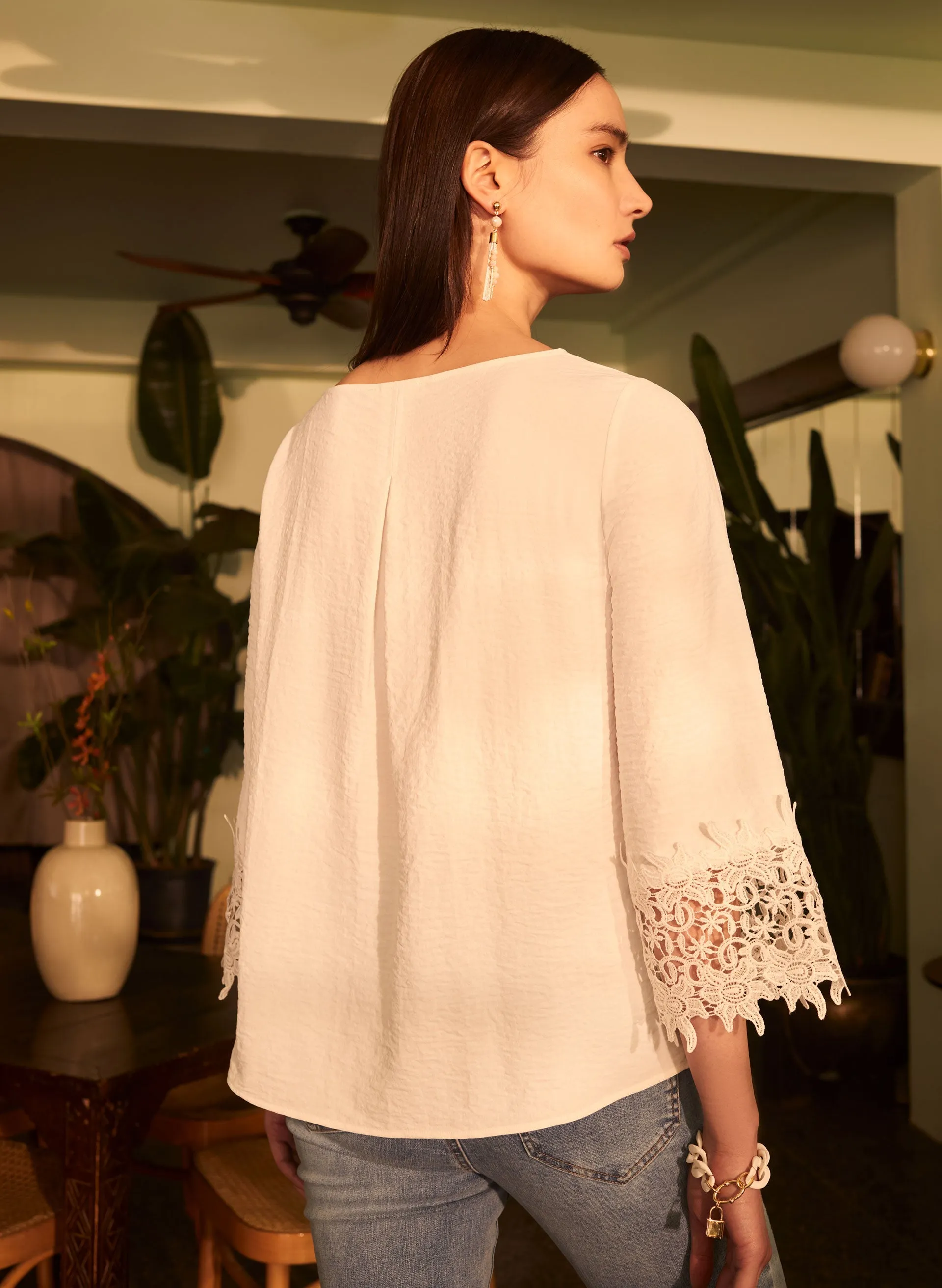 Lace Trim 3/4 Sleeve Blouse sold by Melanie Lyne product image thumbnail 4