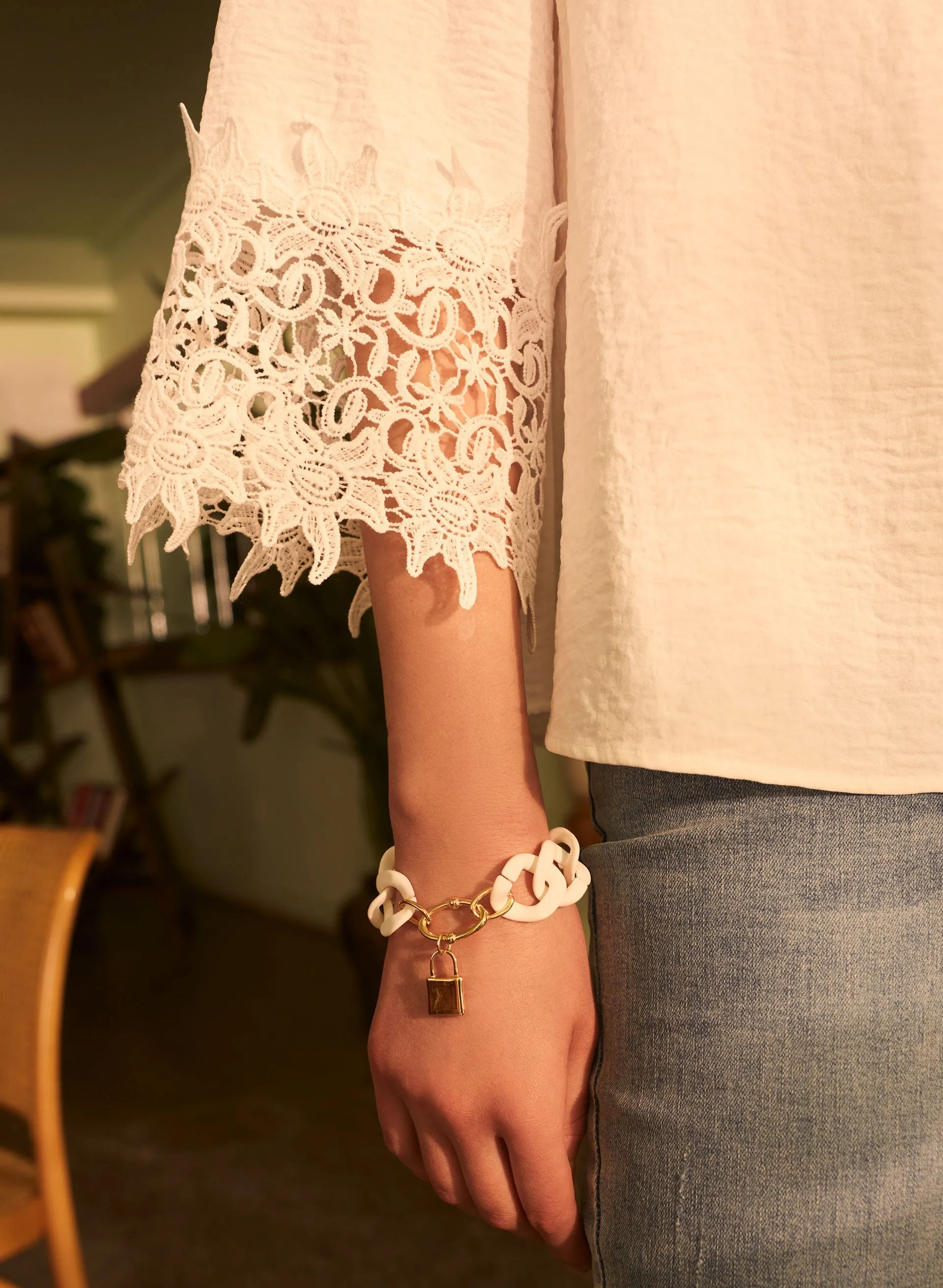 Lace Trim 3/4 Sleeve Blouse sold by Melanie Lyne product image thumbnail 2