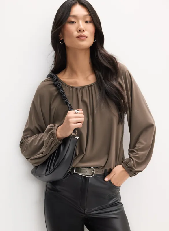 Gathered Balloon Sleeve Top sold by Melanie Lyne