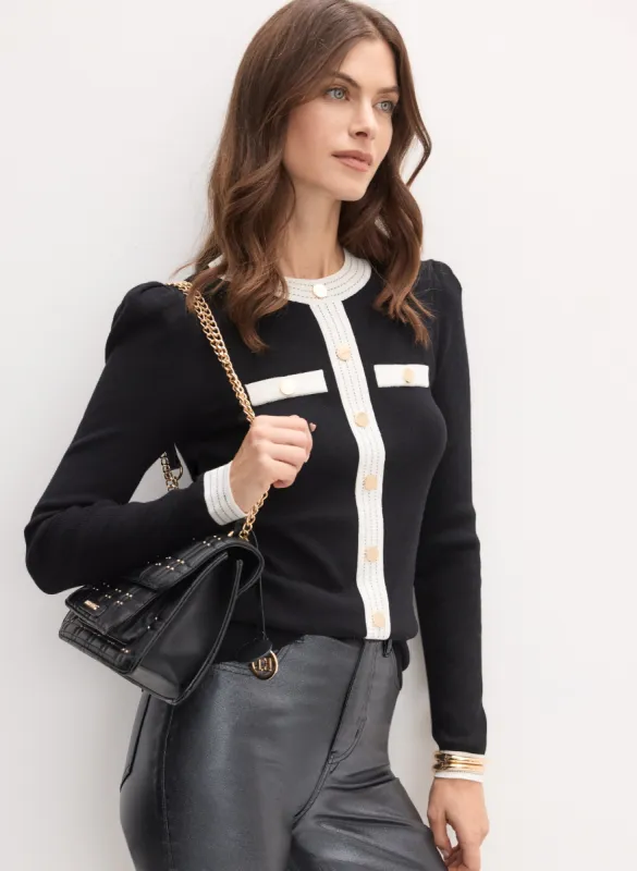 Contrast Trim Knit Cardigan sold by Melanie Lyne