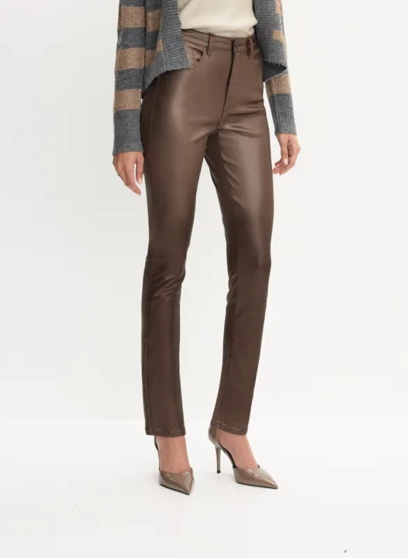 Coated Metallic Slim-Leg Jeans sold by Melanie Lyne
