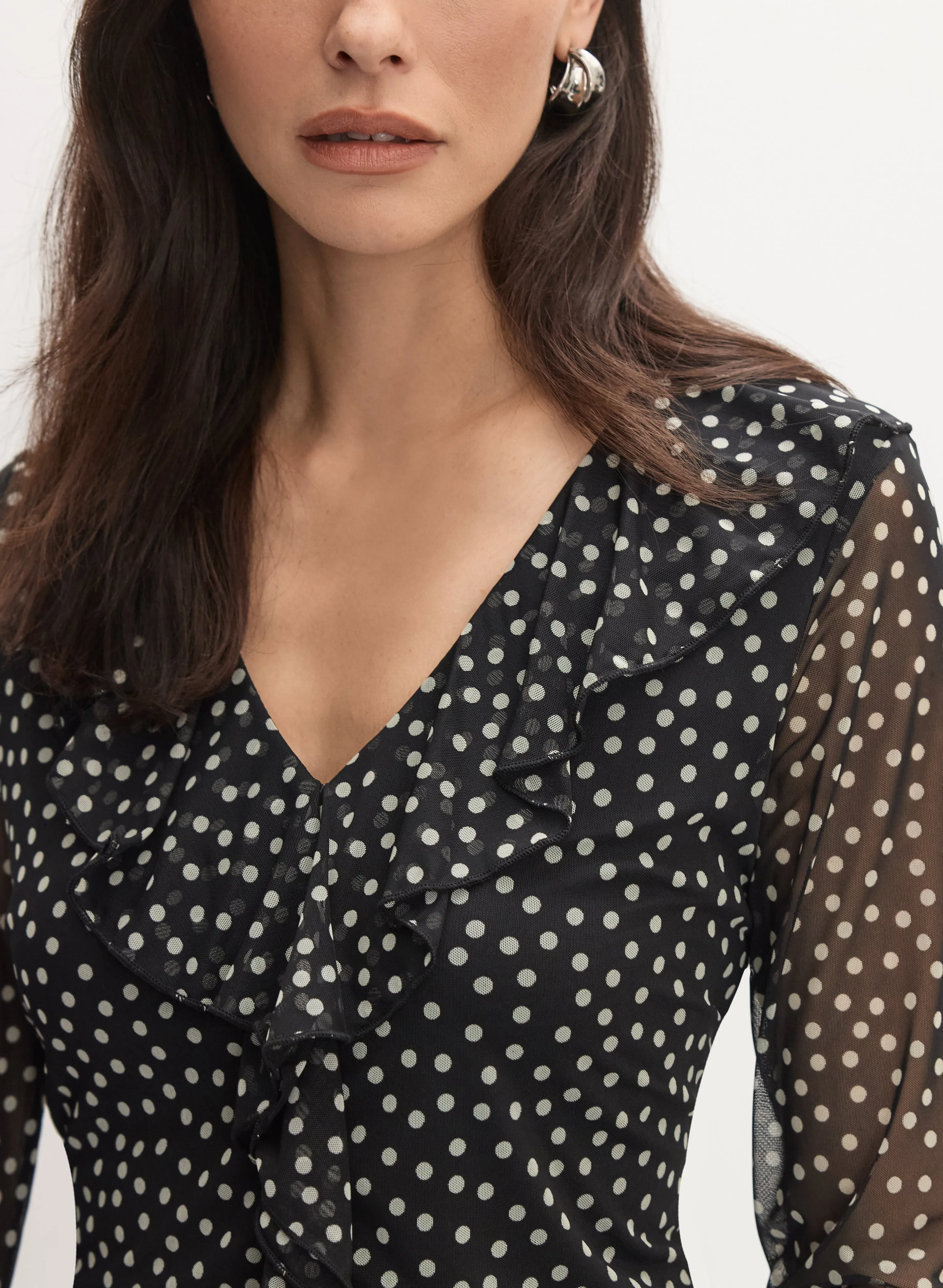 Dot Print Ruffle Front Top sold by Melanie Lyne product image thumbnail 2