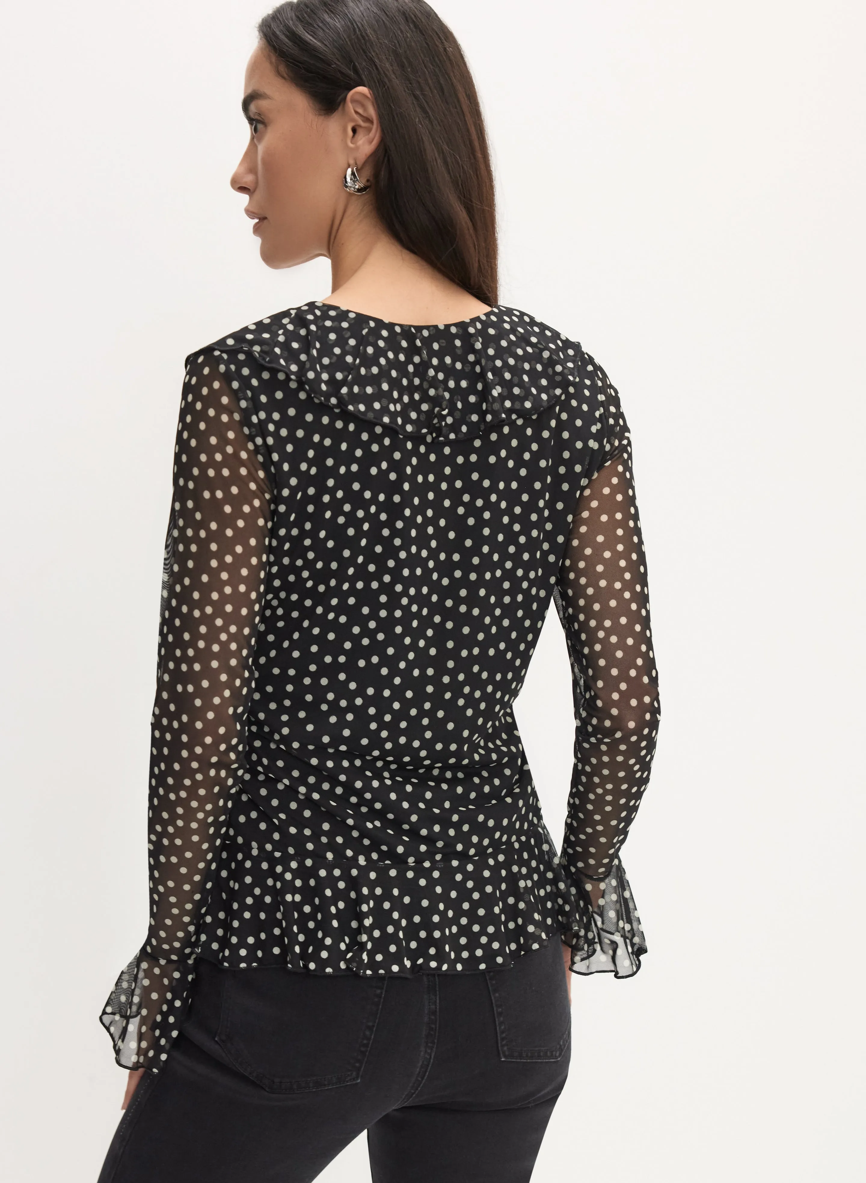 Dot Print Ruffle Front Top sold by Melanie Lyne product image thumbnail 4