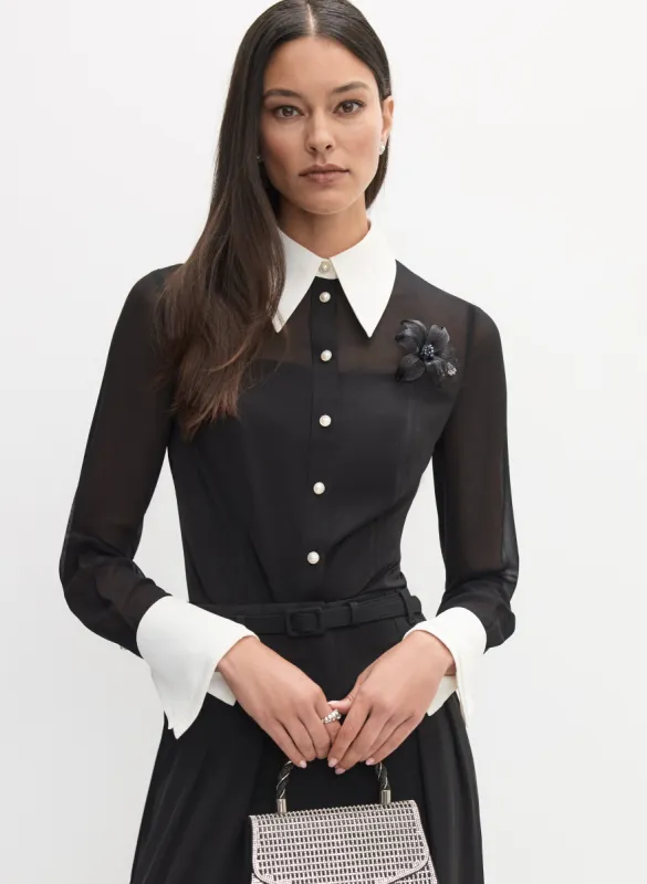 Contrast Pearl Button Blouse sold by Melanie Lyne
