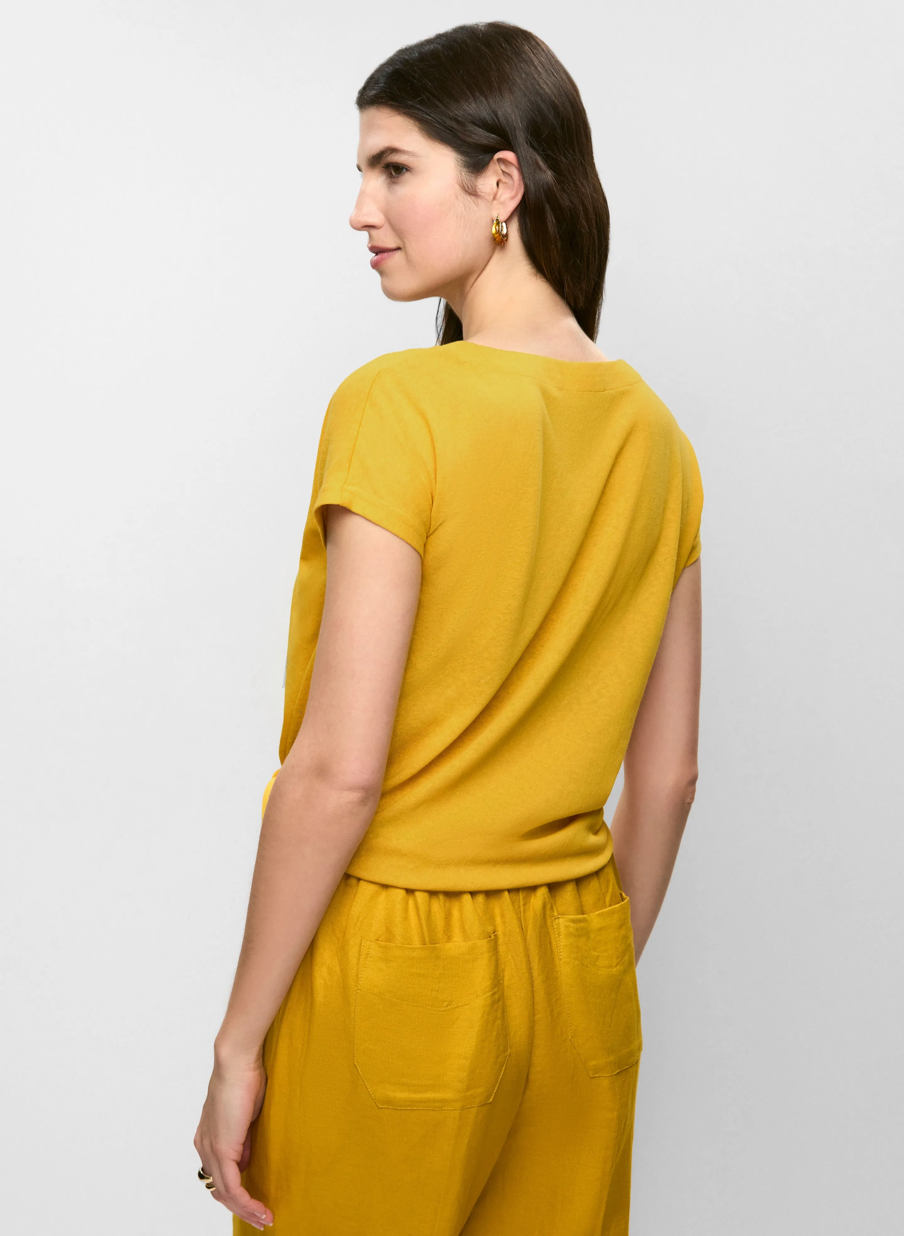 Linen-Blend Tie Hem T-Shirt sold by Melanie Lyne product image thumbnail 4