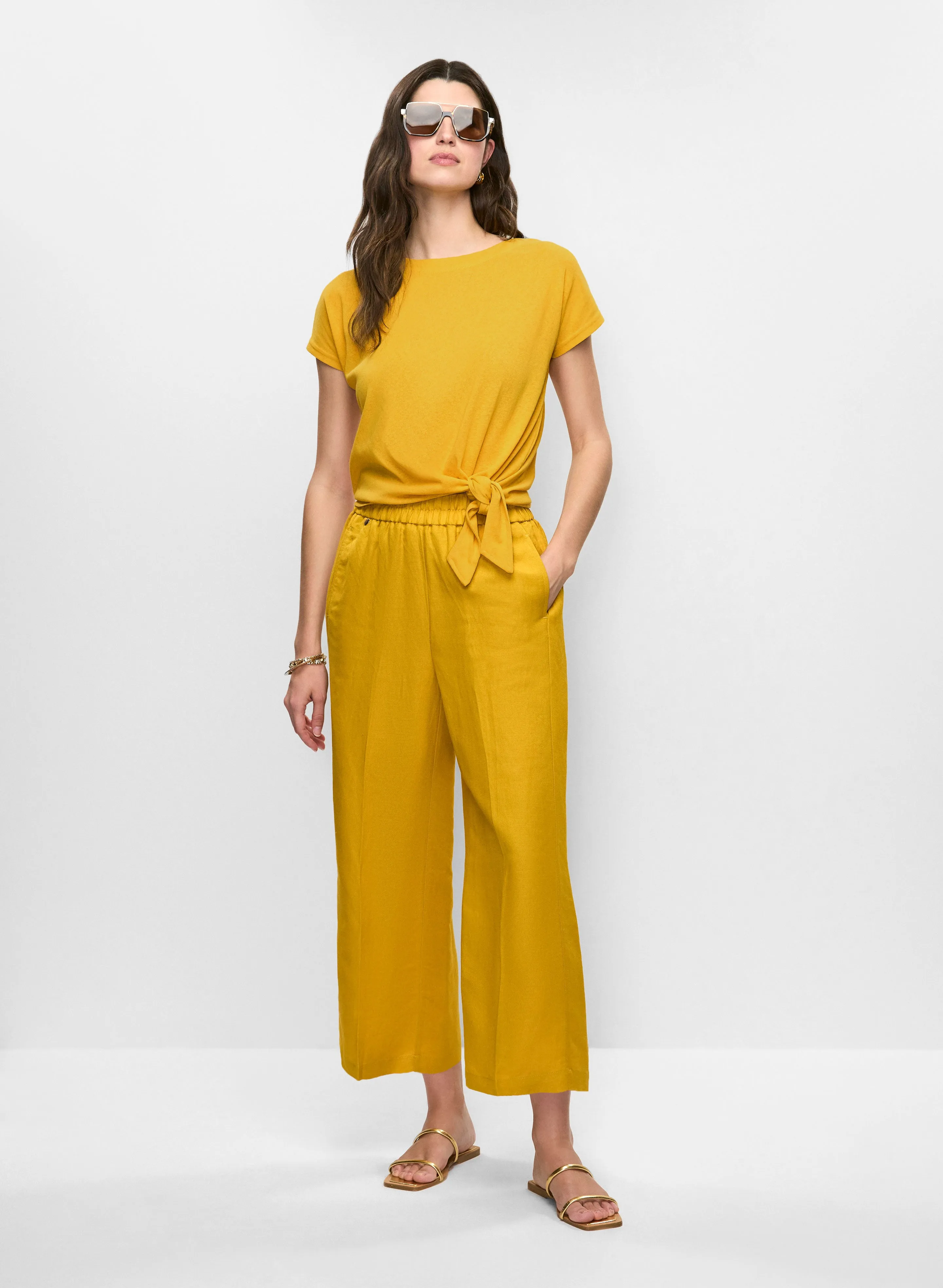 Linen-Blend Tie Hem T-Shirt sold by Melanie Lyne product image thumbnail 3