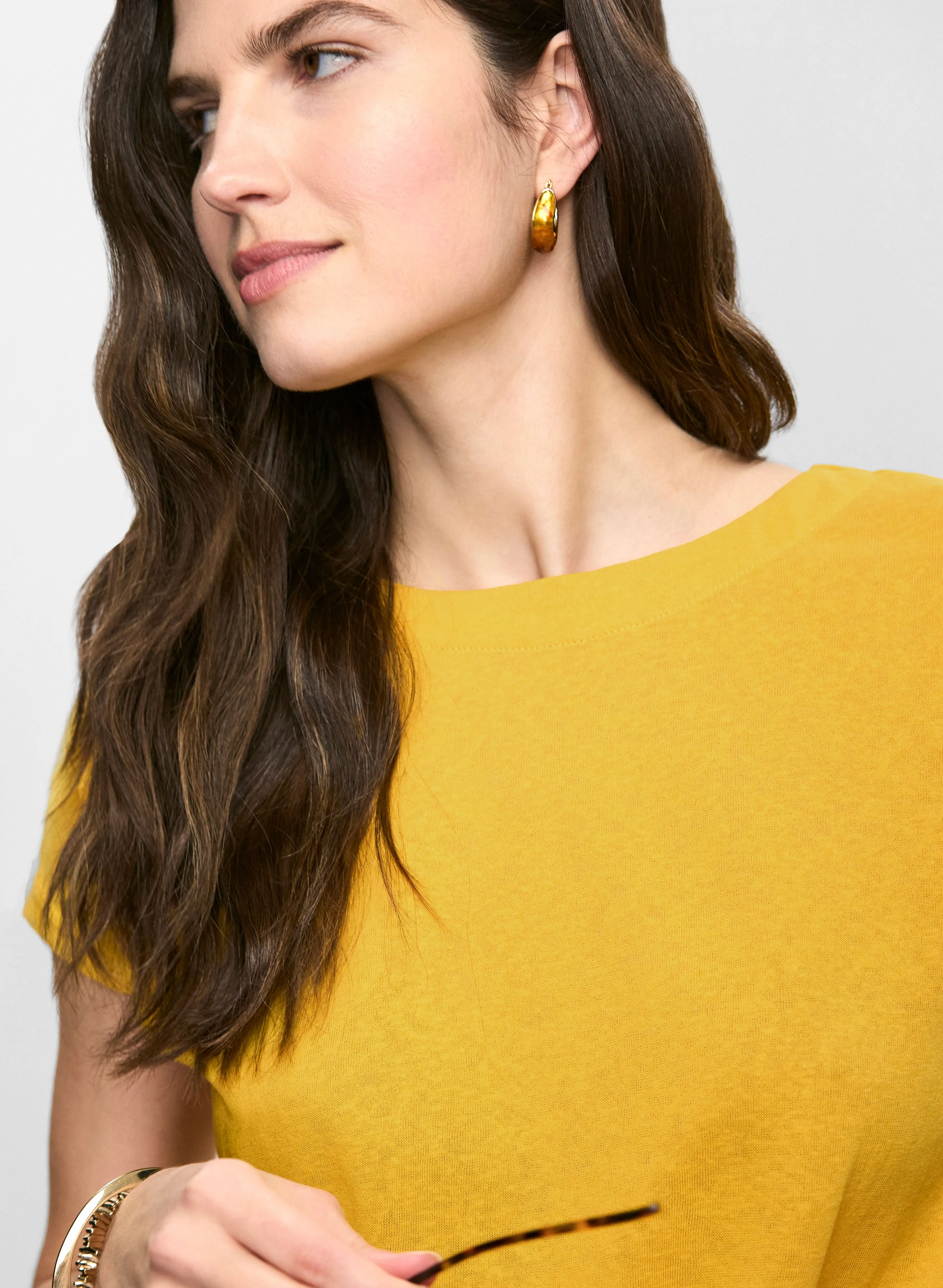 Linen-Blend Tie Hem T-Shirt sold by Melanie Lyne product image thumbnail 2