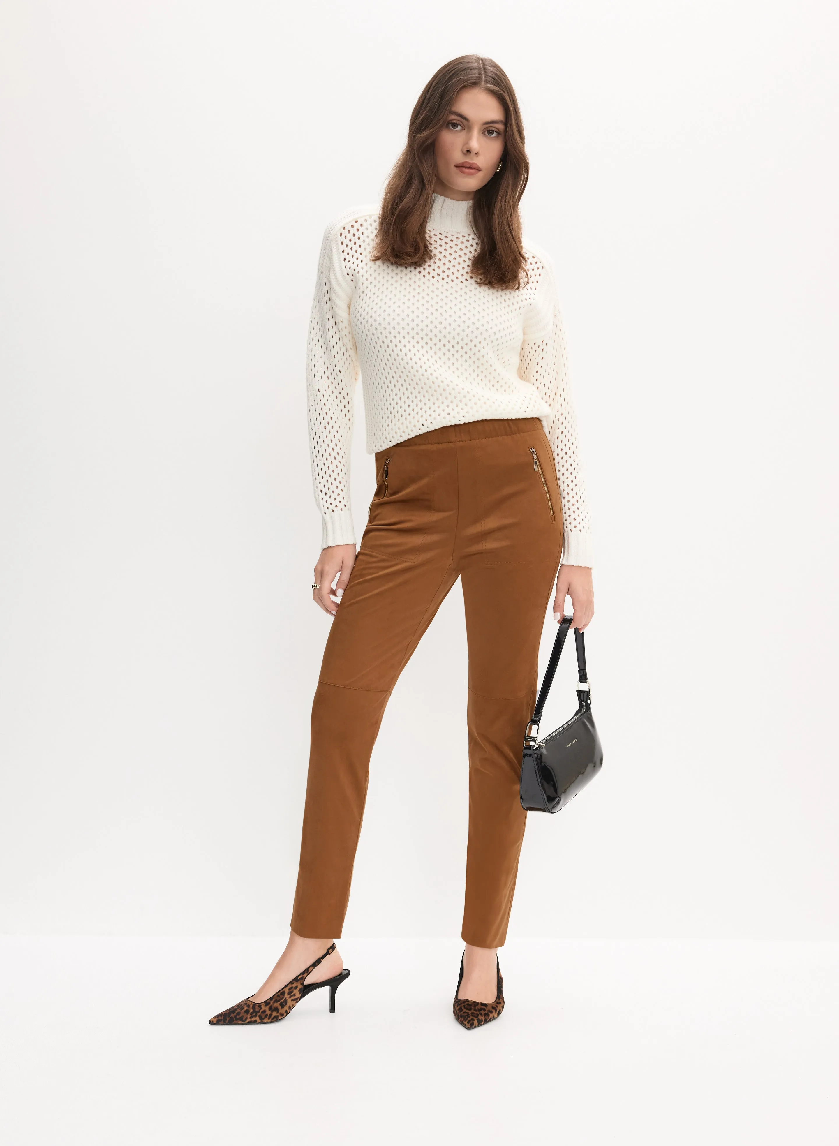 Vegan Suede Slim-Leg Pants sold by Melanie Lyne product image thumbnail 3