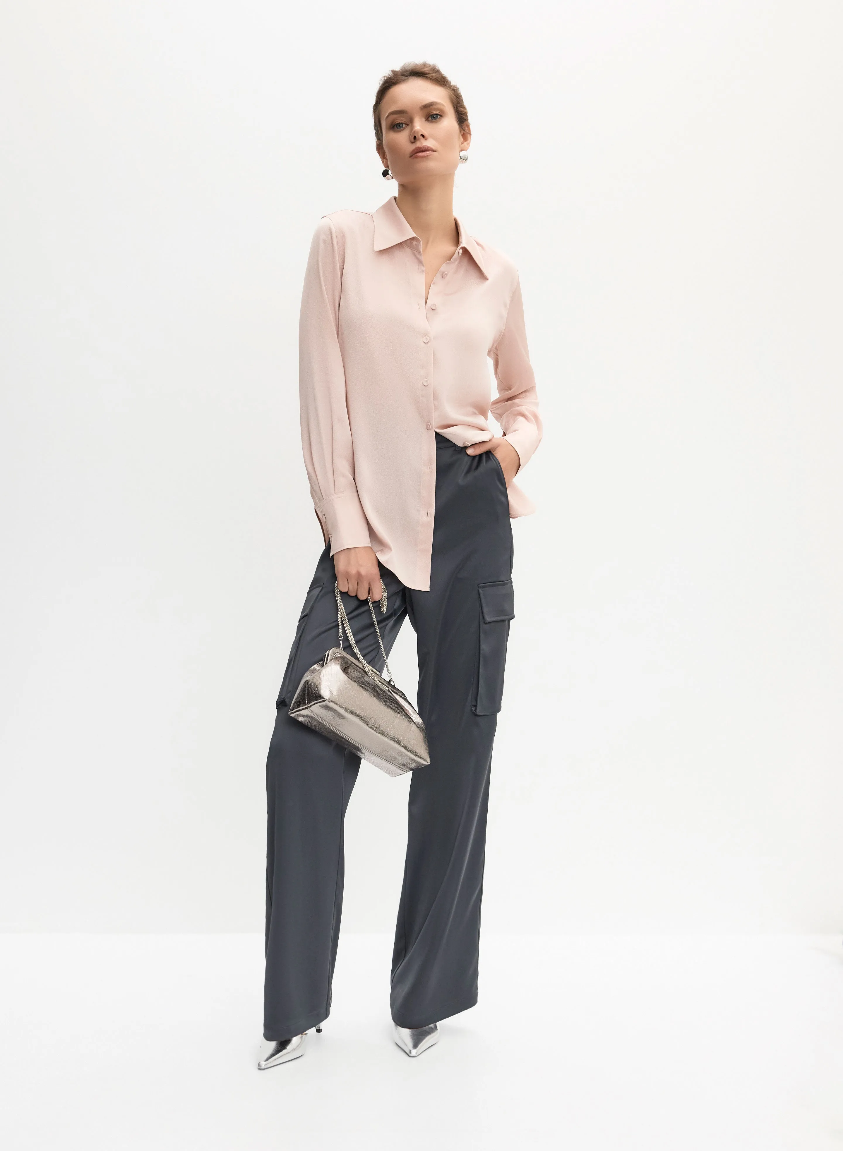 Button-Front Satin Blouse sold by Melanie Lyne product image thumbnail 3