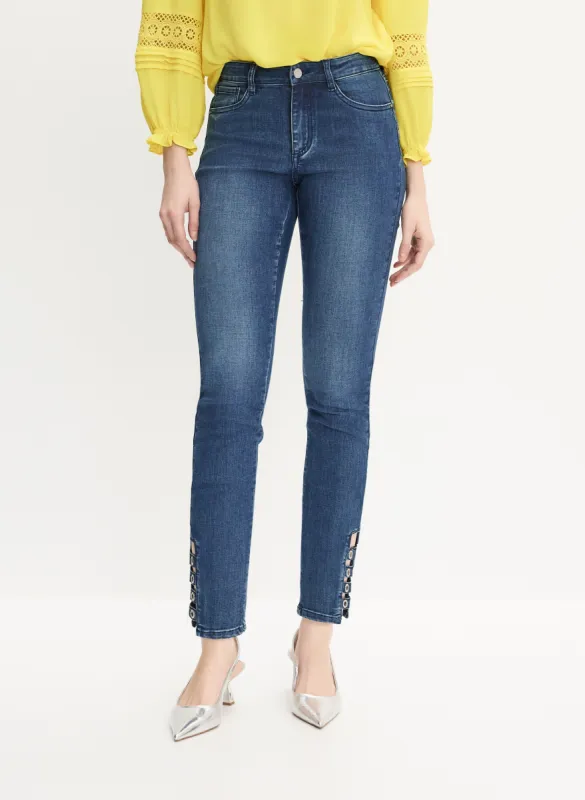 Joseph Ribkoff - Eyelet Detail Straight-Leg Jeans sold by Melanie Lyne