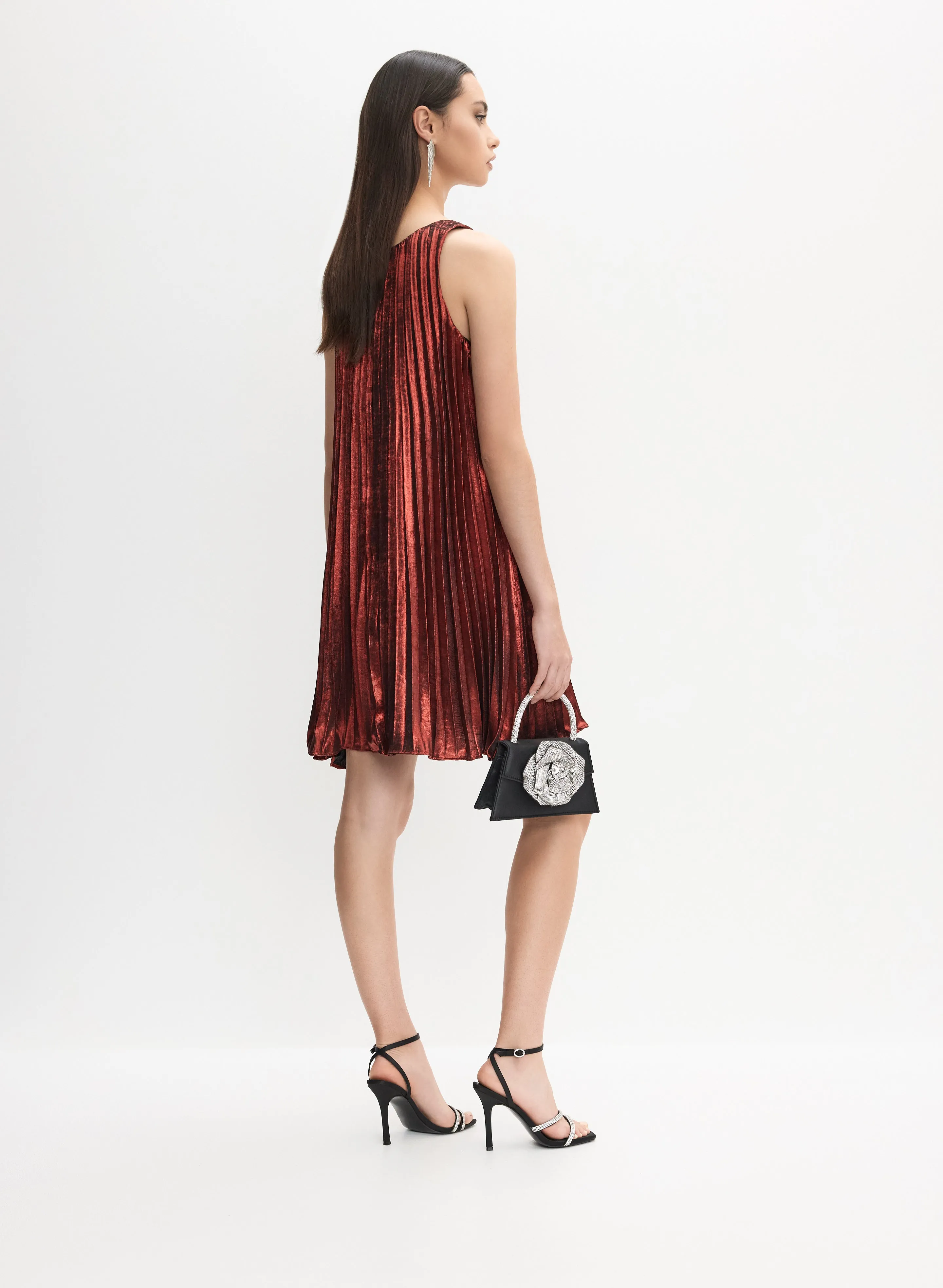 Metallic A-Line Plissé Dress sold by Melanie Lyne product image thumbnail 3