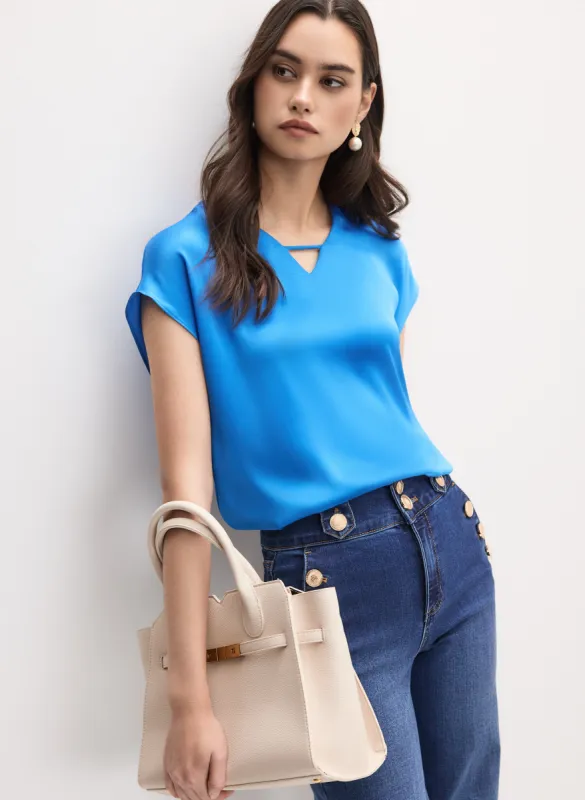 Joseph Ribkoff - Cut-Out Satin Blouse made by Melanie Lyne