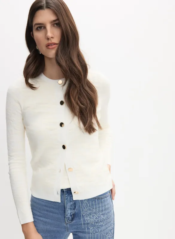 Fitted Metallic Button Cardigan sold by Melanie Lyne