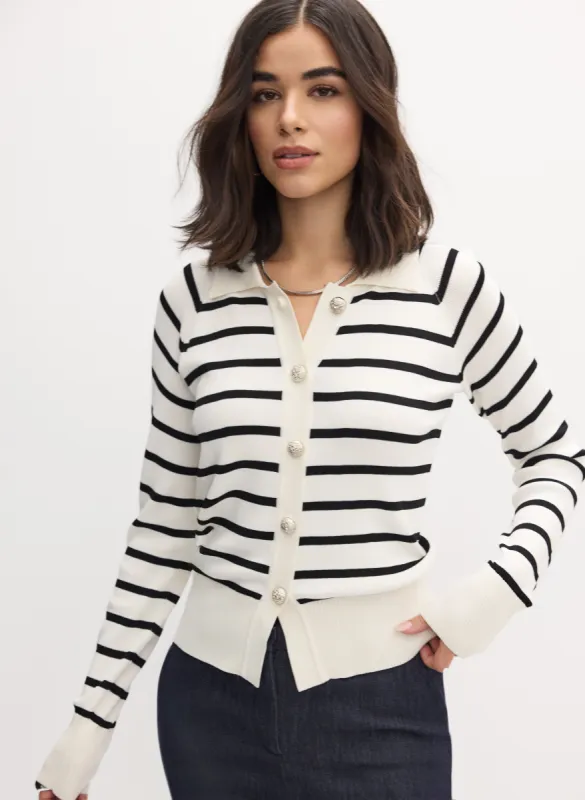 Striped Collared Cardigan sold by Melanie Lyne